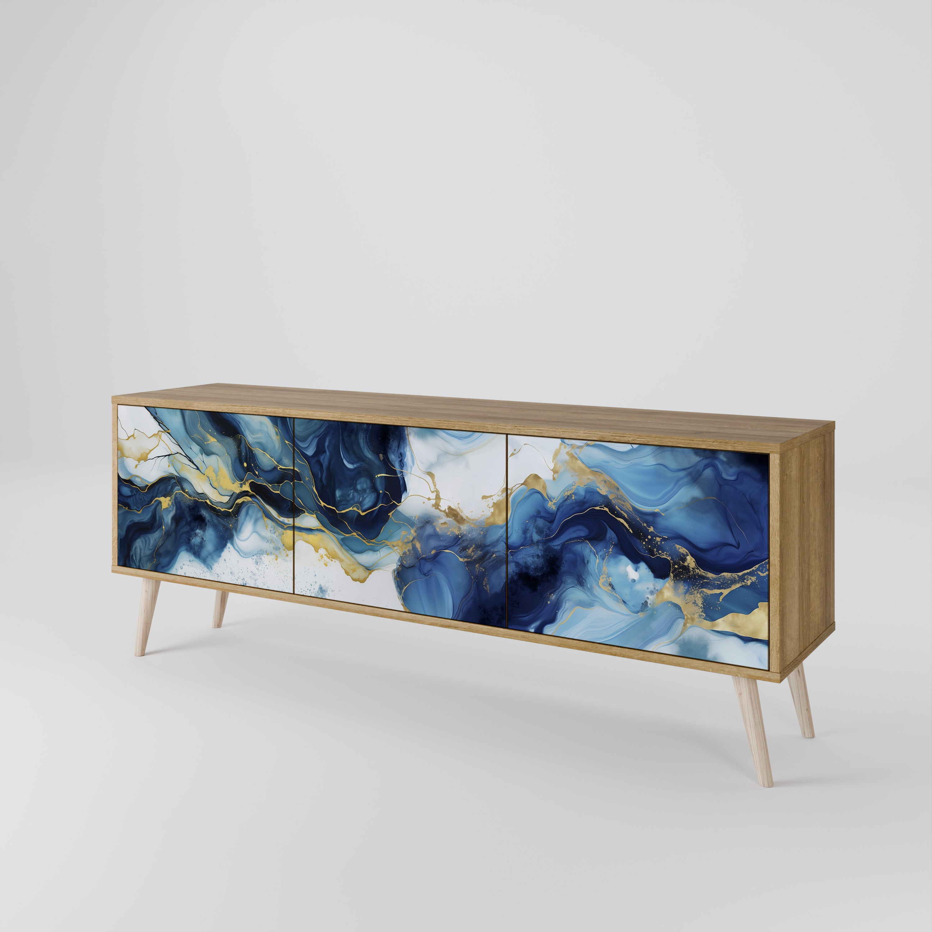 Βάση τηλεόρασης INKY MARBLE 3 πορτών σε εφέ δρυός