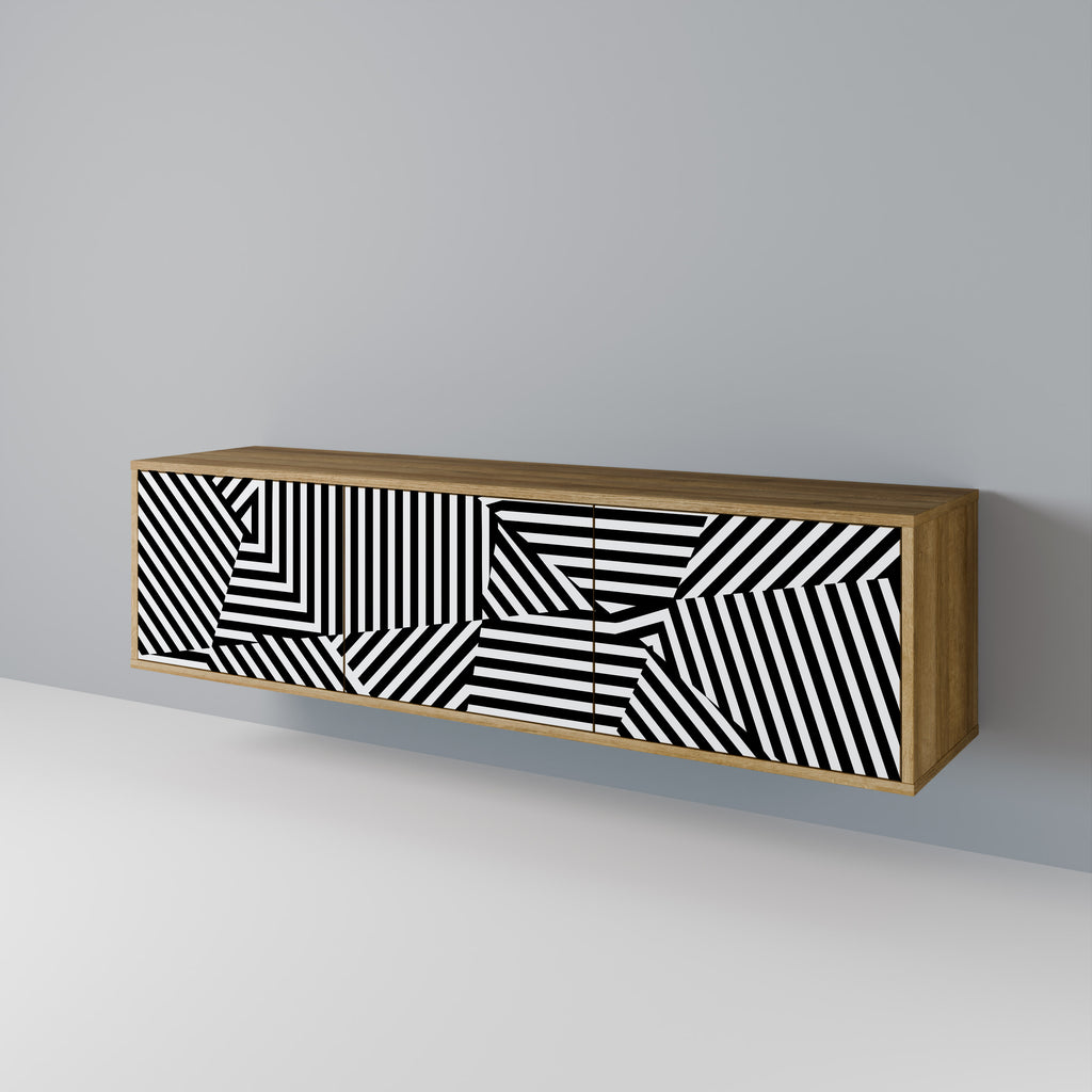 Βάση τηλεόρασης ILLUSIONARY LATTICE με 3 πόρτες σε εφέ δρυός