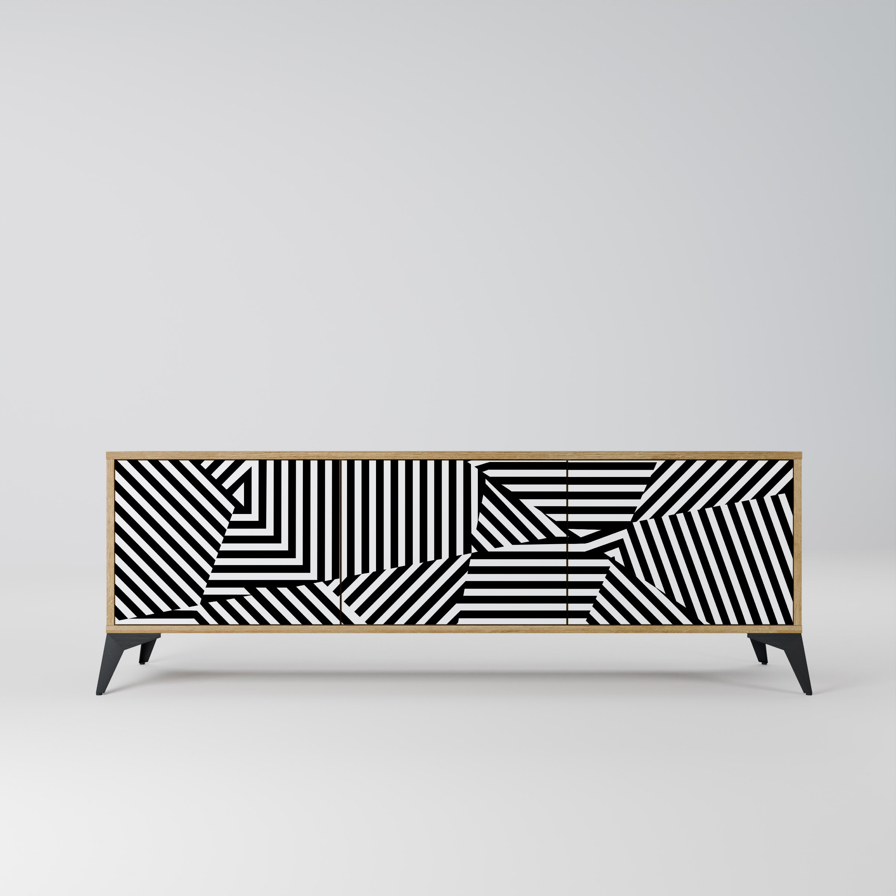 Βάση τηλεόρασης ILLUSIONARY LATTICE με 3 πόρτες σε εφέ δρυός