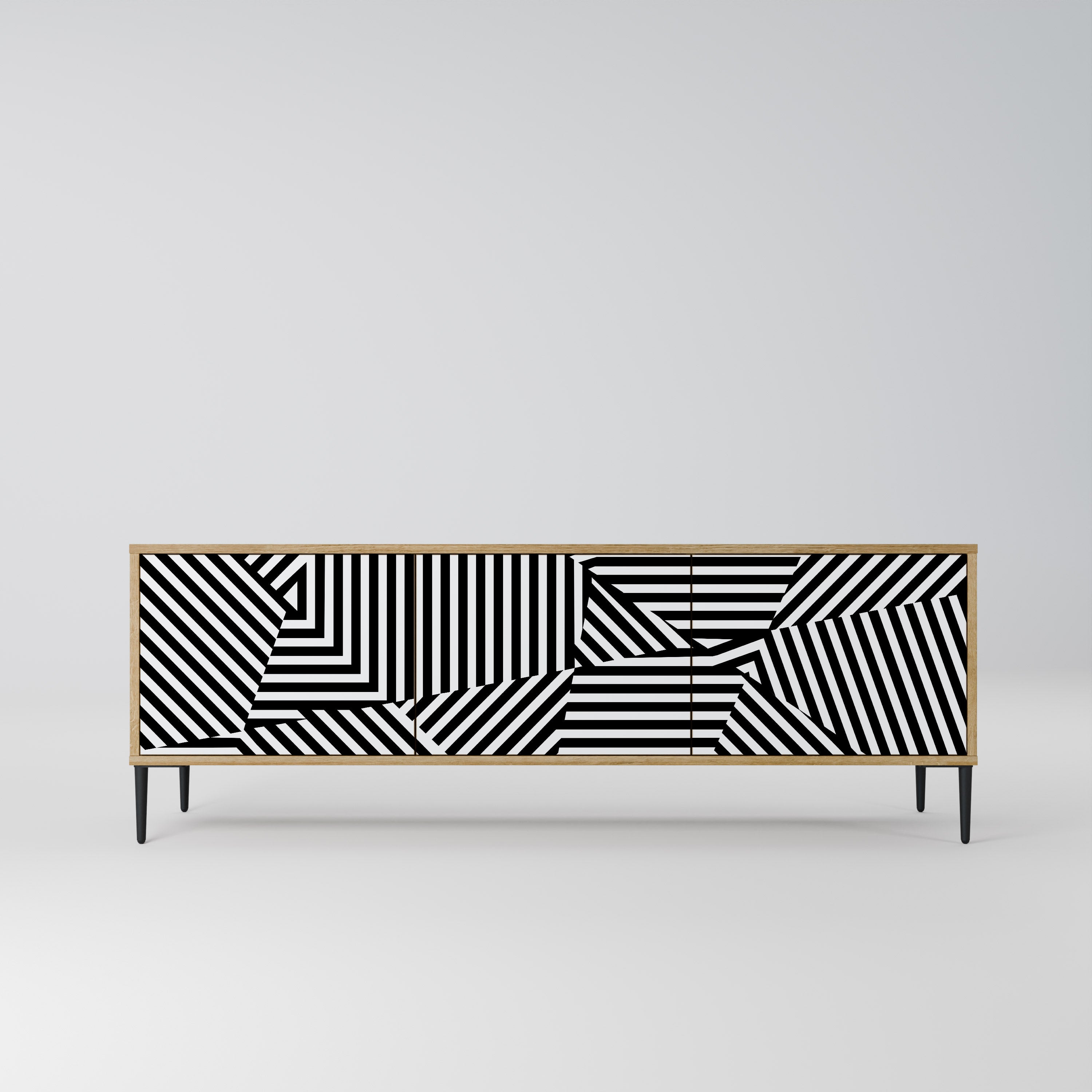 Βάση τηλεόρασης ILLUSIONARY LATTICE με 3 πόρτες σε εφέ δρυός