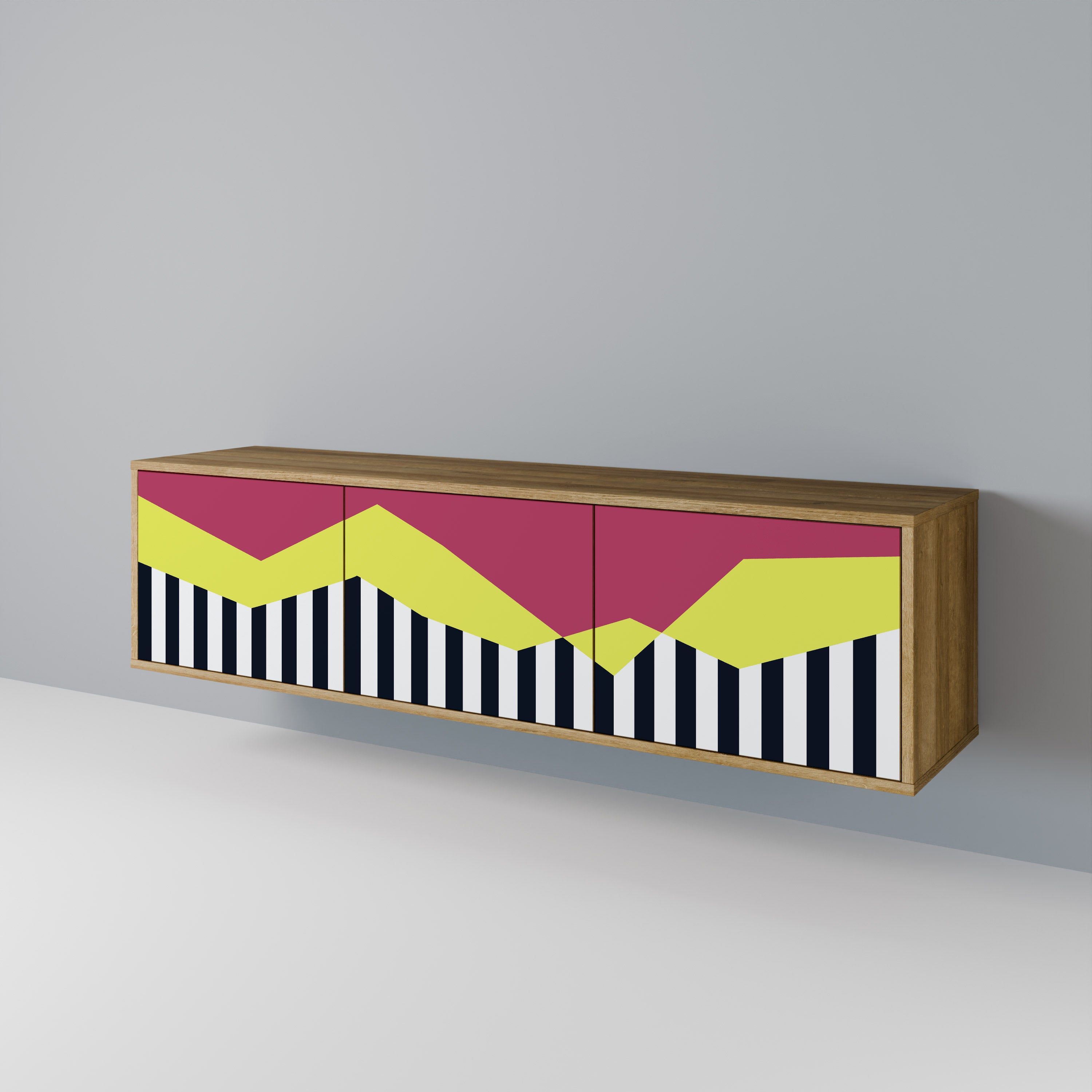 Βάση τηλεόρασης PIANO FANTASY με 3 πόρτες σε εφέ δρυός
