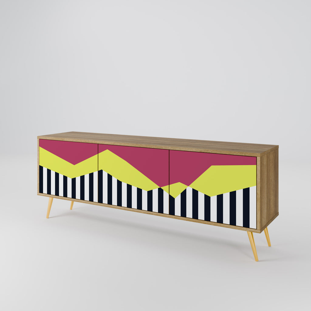 Βάση τηλεόρασης PIANO FANTASY με 3 πόρτες σε εφέ δρυός