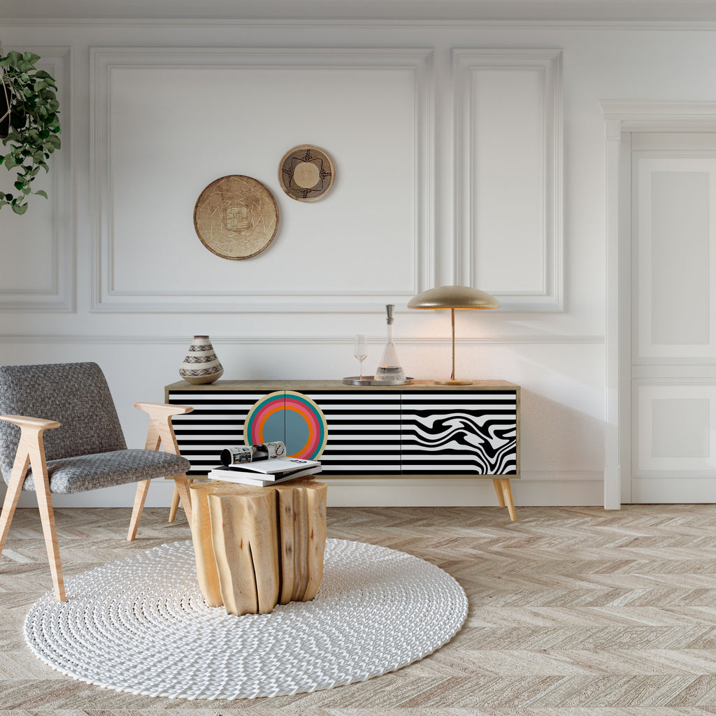 SPECTRA SHOWCASE Τριθέσια βάση τηλεόρασης σε όψη δρυός