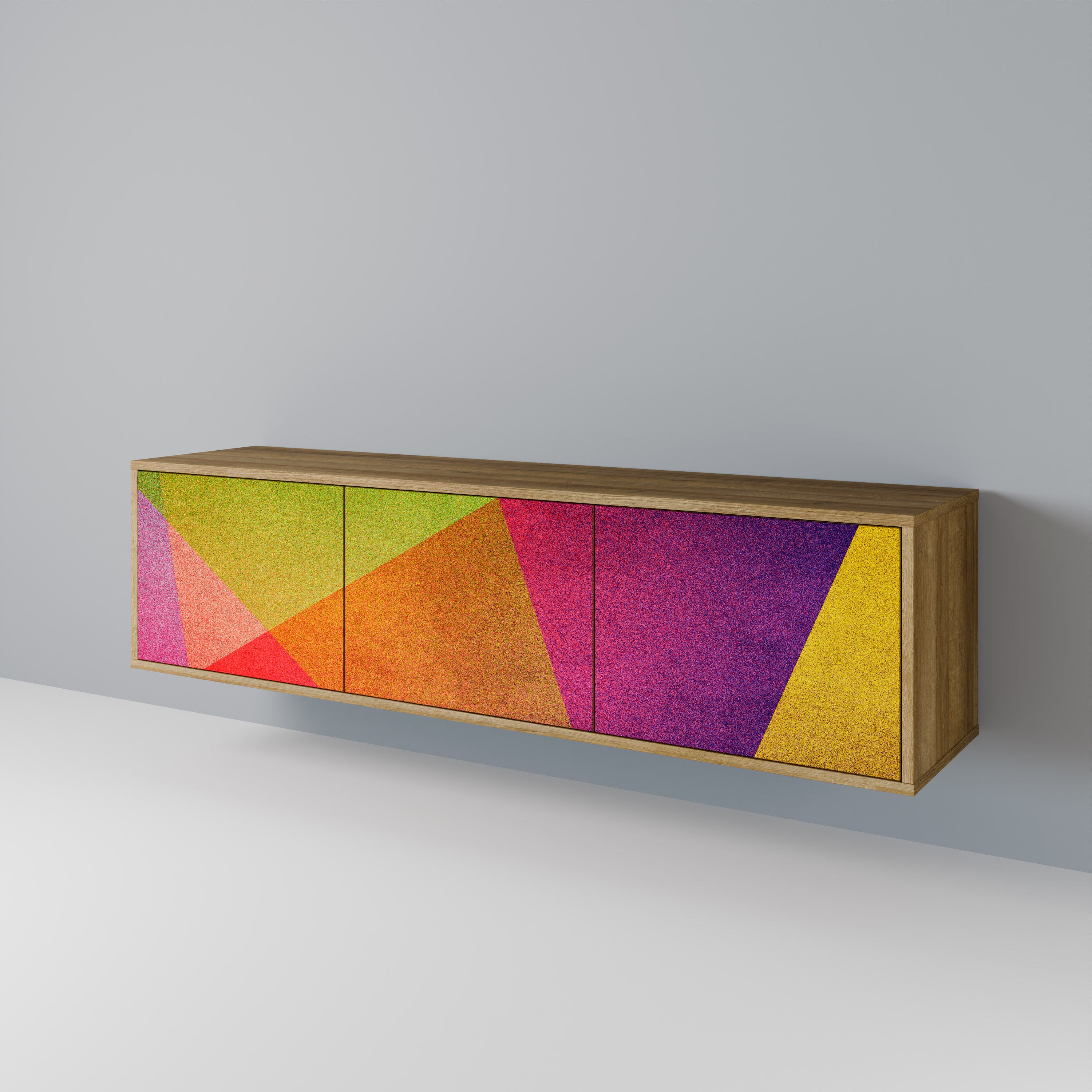 Τρίθυρη βάση τηλεόρασης VIVID GEOMETRIA σε εφέ δρυός