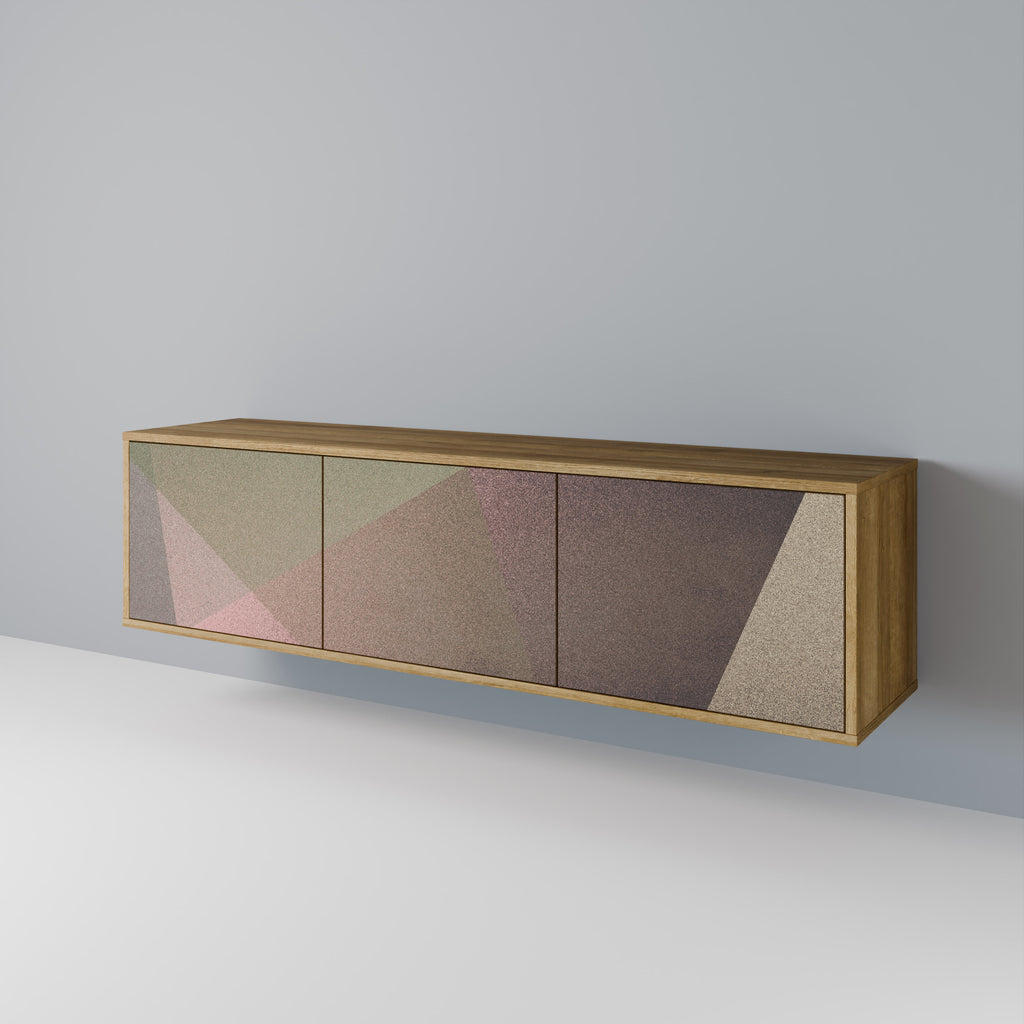 Βάση τηλεόρασης 3 θυρών BEIGE GEOMETRIA σε όψη δρυός