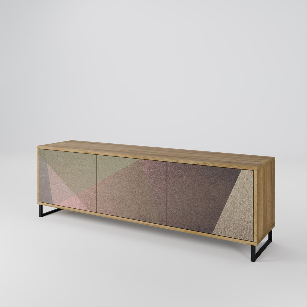 Βάση τηλεόρασης 3 θυρών BEIGE GEOMETRIA σε όψη δρυός