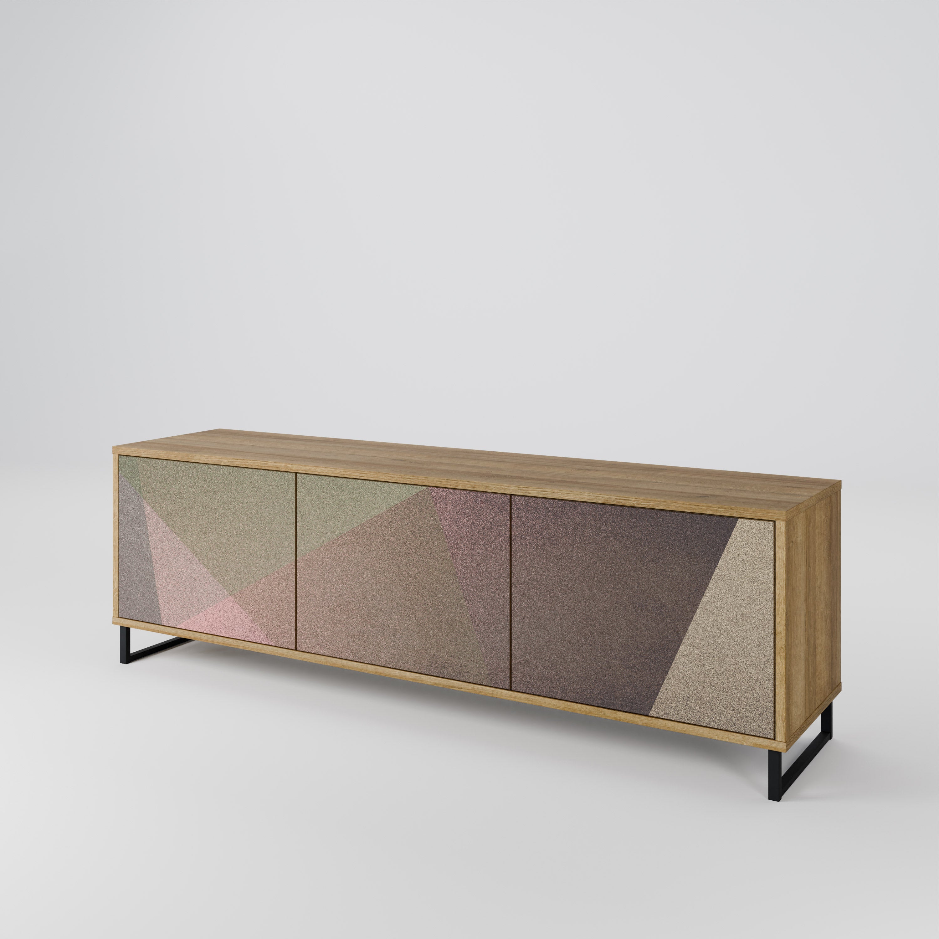 BEIGE GEOMETRY Έπιπλο τηλεόρασης 3-θυρών