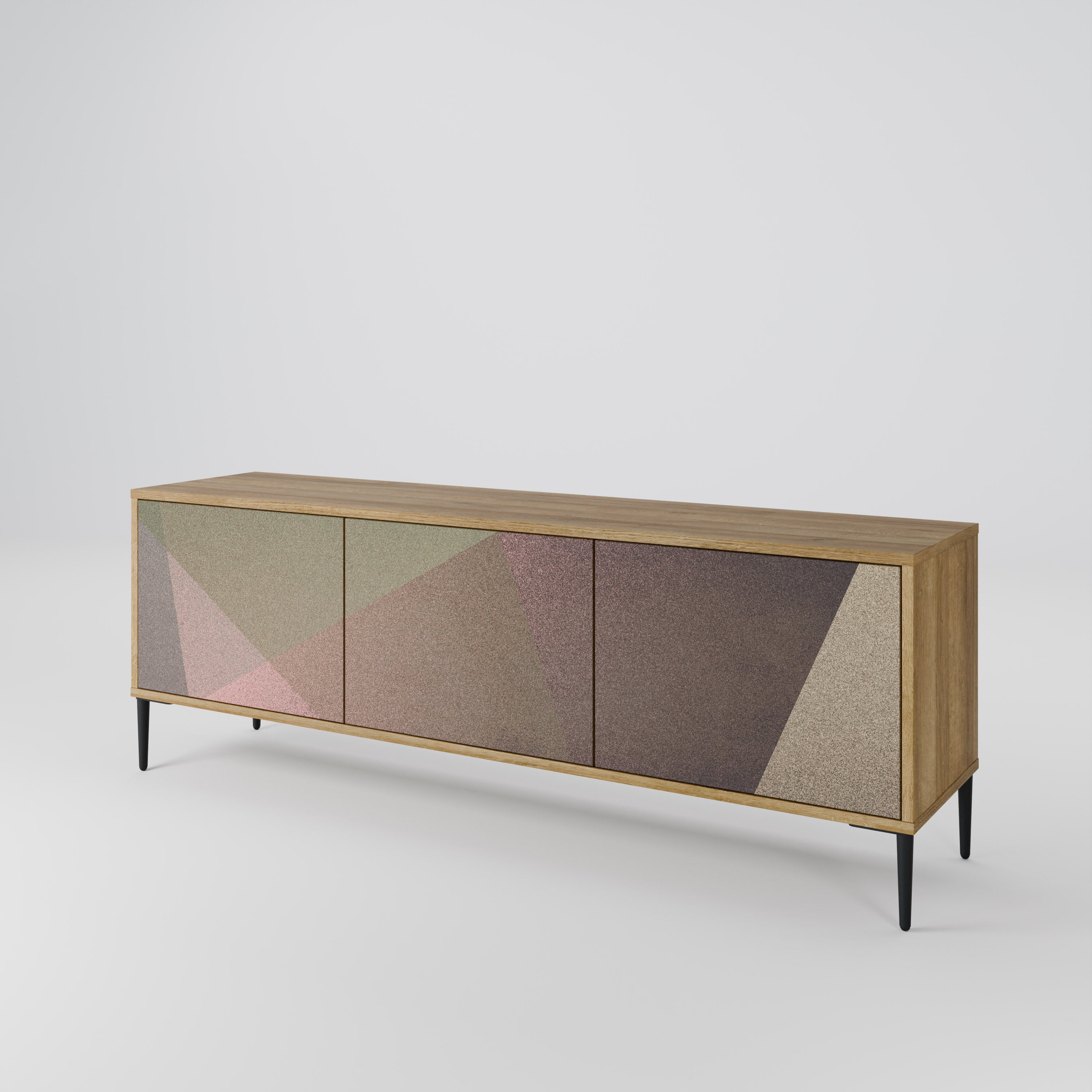 Βάση τηλεόρασης 3 θυρών BEIGE GEOMETRIA σε όψη δρυός