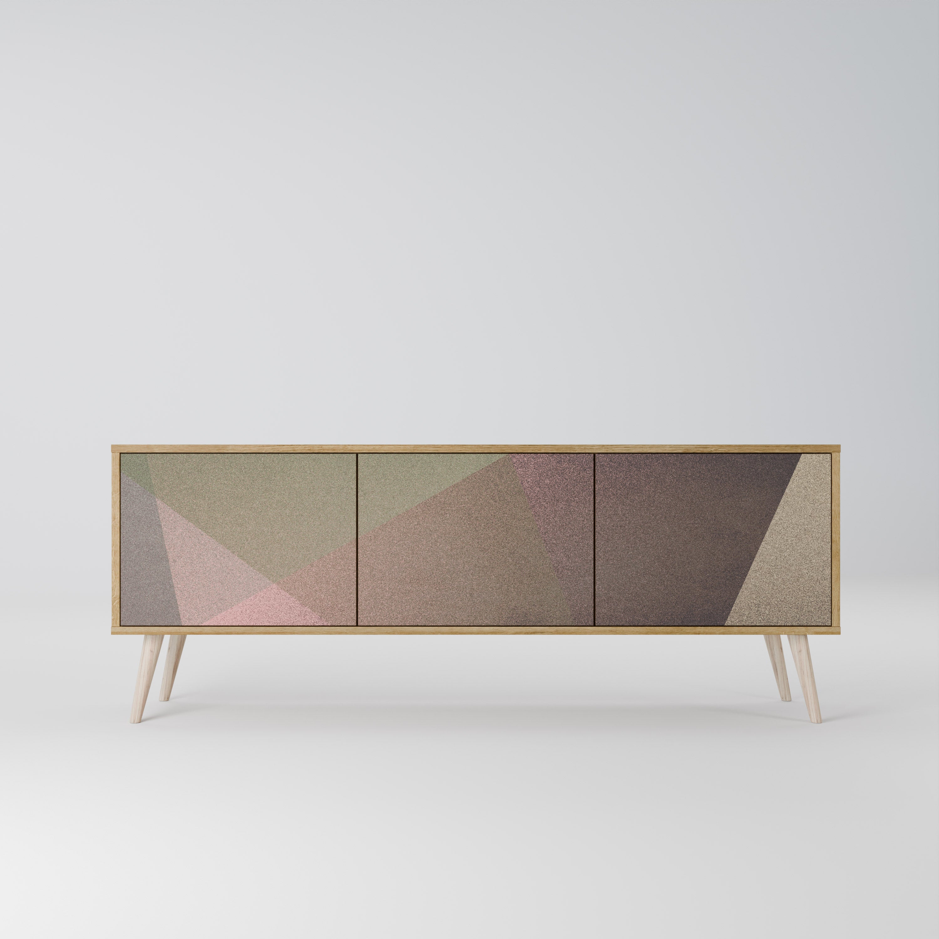 Βάση τηλεόρασης 3 θυρών BEIGE GEOMETRIA σε όψη δρυός