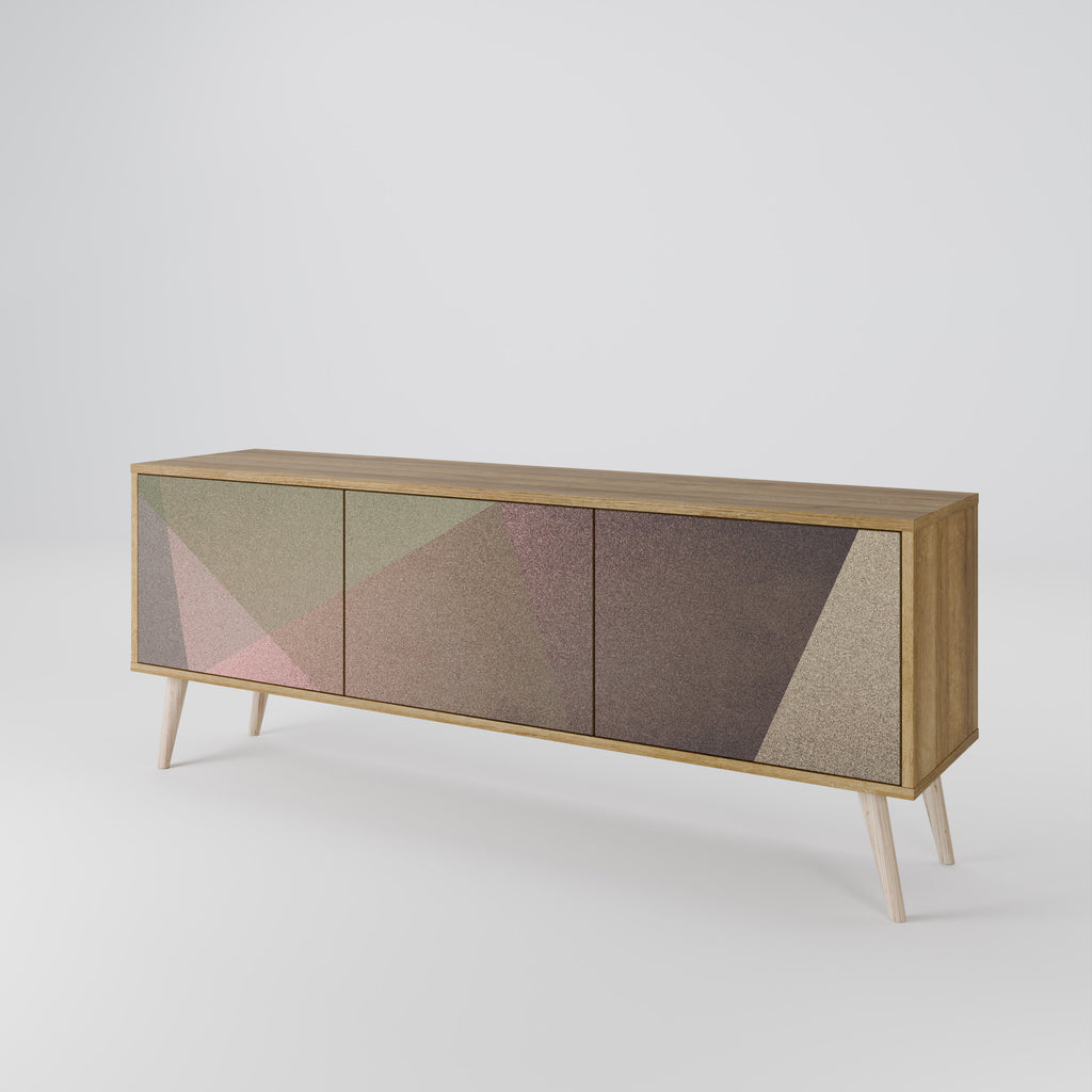 Βάση τηλεόρασης 3 θυρών BEIGE GEOMETRIA σε όψη δρυός