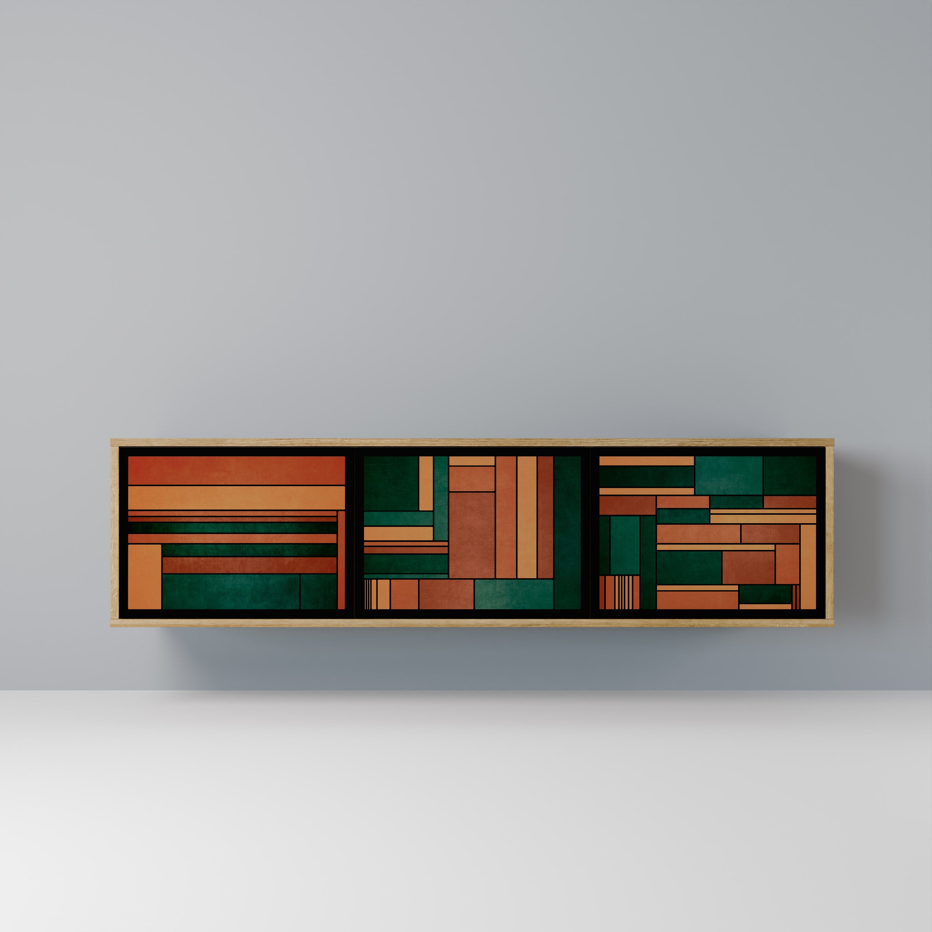 EARTHY FIGURES Τριθέσια βάση τηλεόρασης σε εφέ δρυός