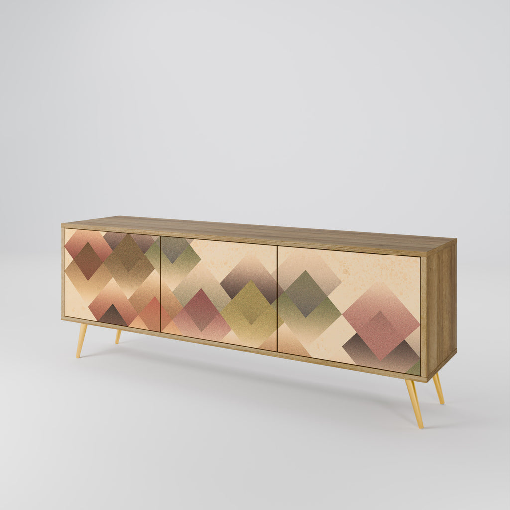 GEOMETRIC FUSION 3-Door TV Stand in Oak Effect