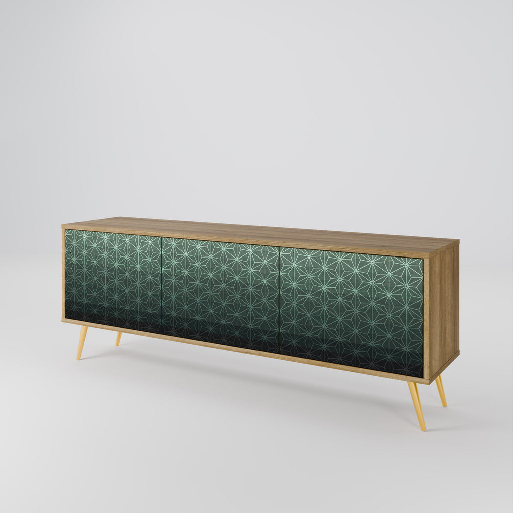 ORNAMENTAL GLIMMER 3-Door TV Stand in Oak Effect