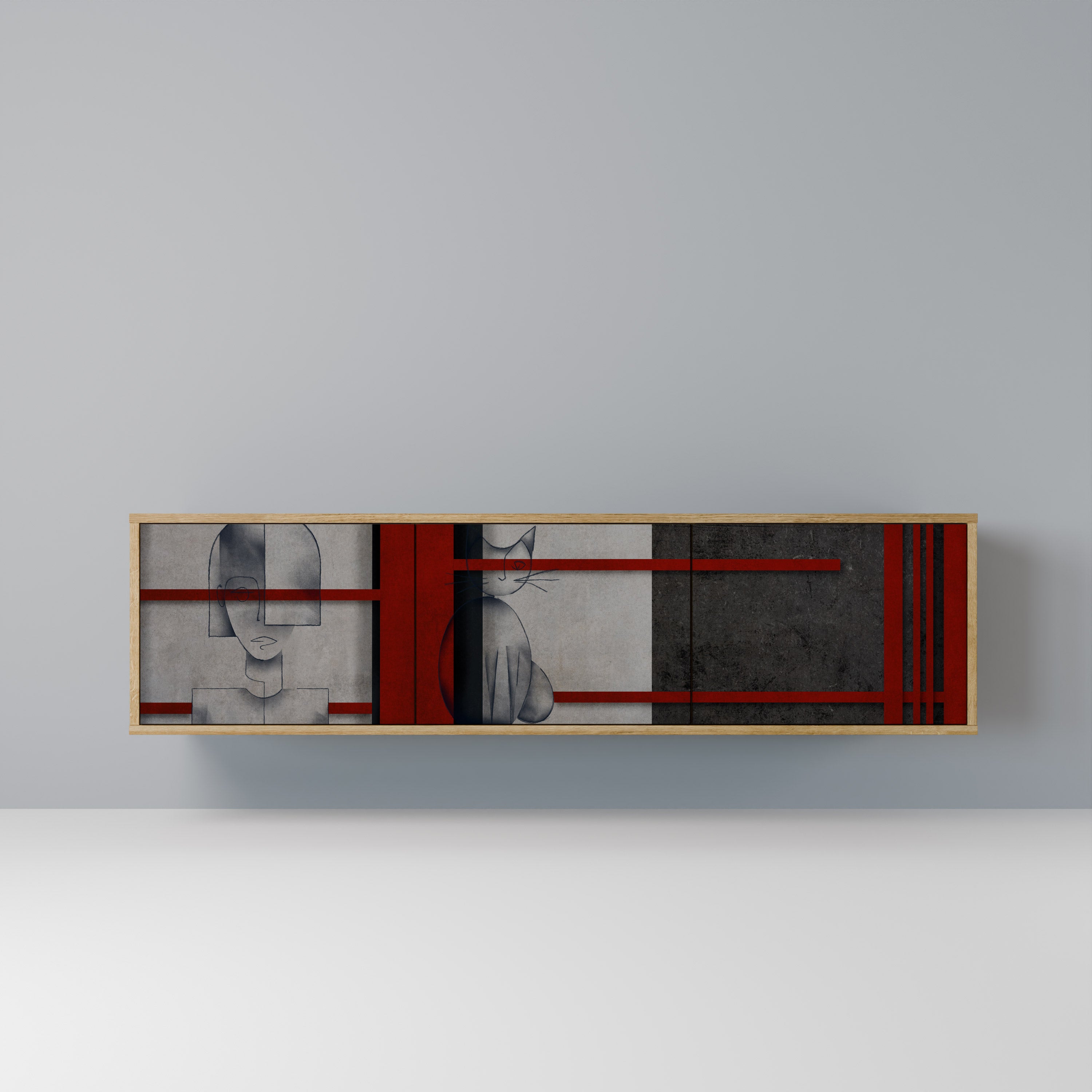 GRAY FIGURES Τριθέσια βάση τηλεόρασης σε εφέ δρυός