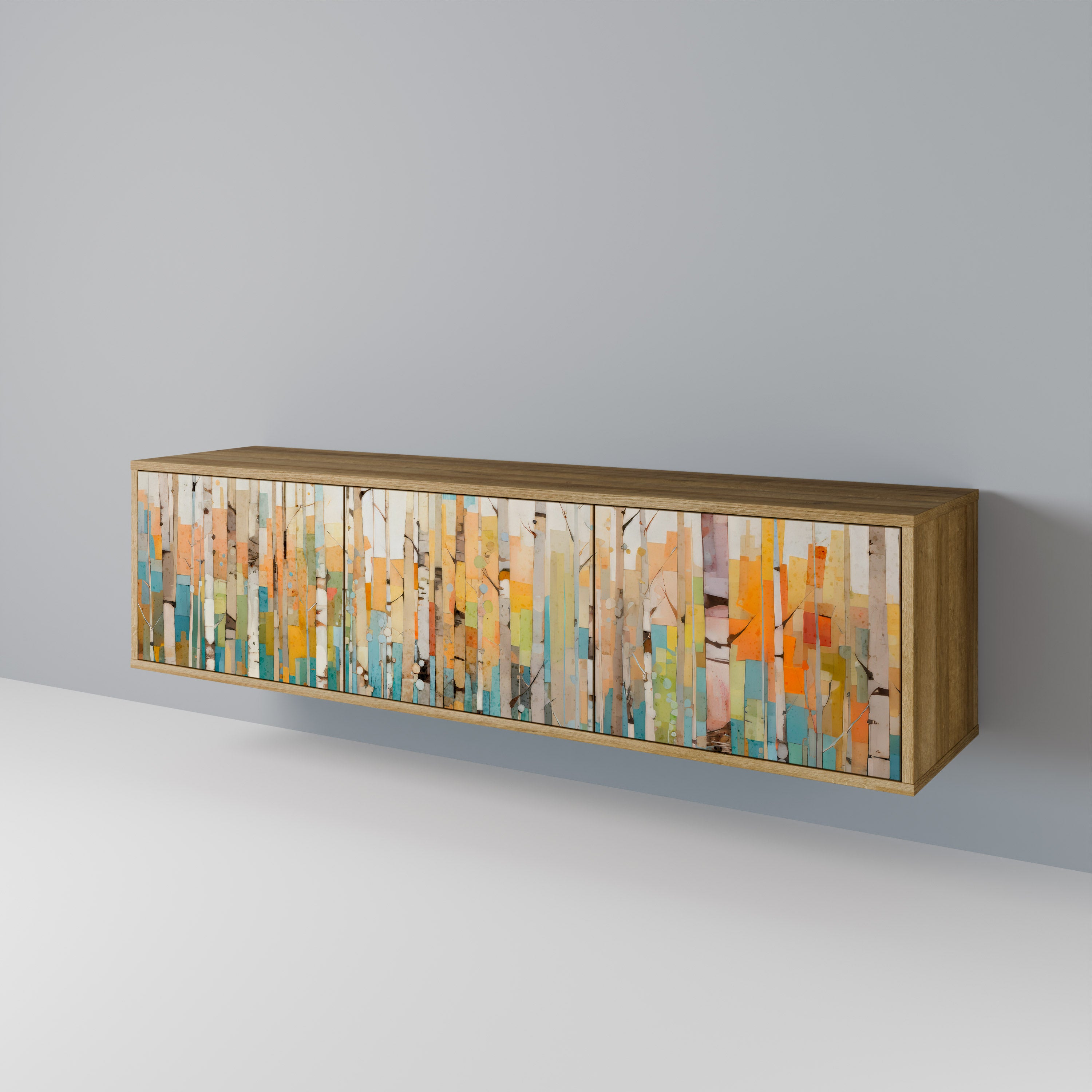 Βάση τηλεόρασης BIRCH KALEIDOSCOPE με 3 πόρτες σε όψη δρυός