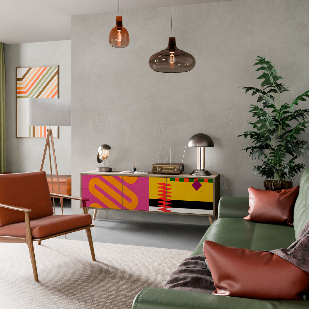 Βάση τηλεόρασης VIVID ART με 3 πόρτες σε εφέ δρυός