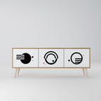 BLACK AND WHITE COMBINATION 3-Door TV Cabinet