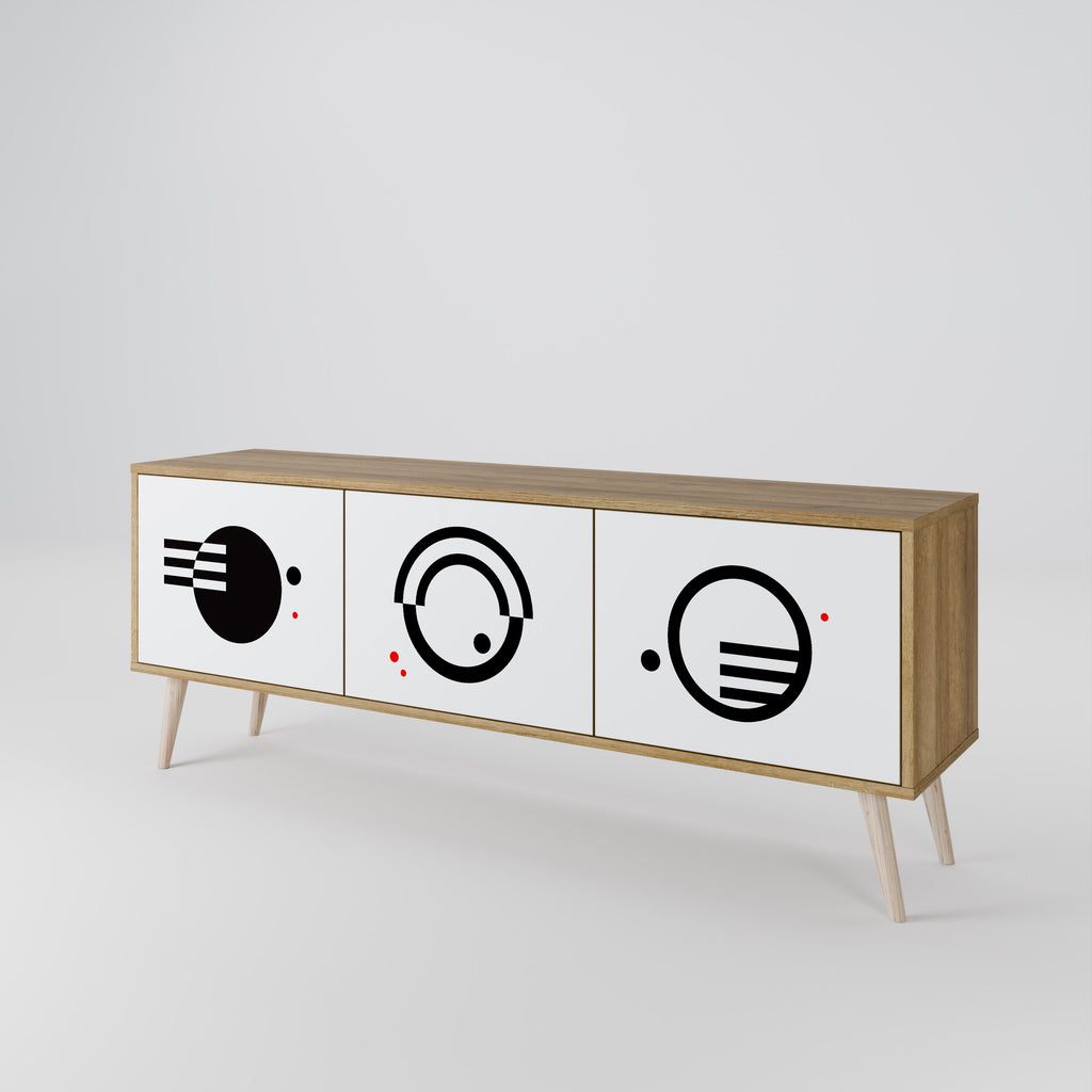 BLACK AND WHITE COMBINATION 3-Door TV Cabinet