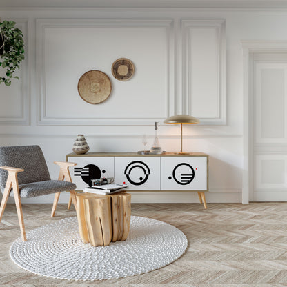 BLACK AND WHITE COMBINATION Έπιπλο τηλεόρασης 3-θυρών