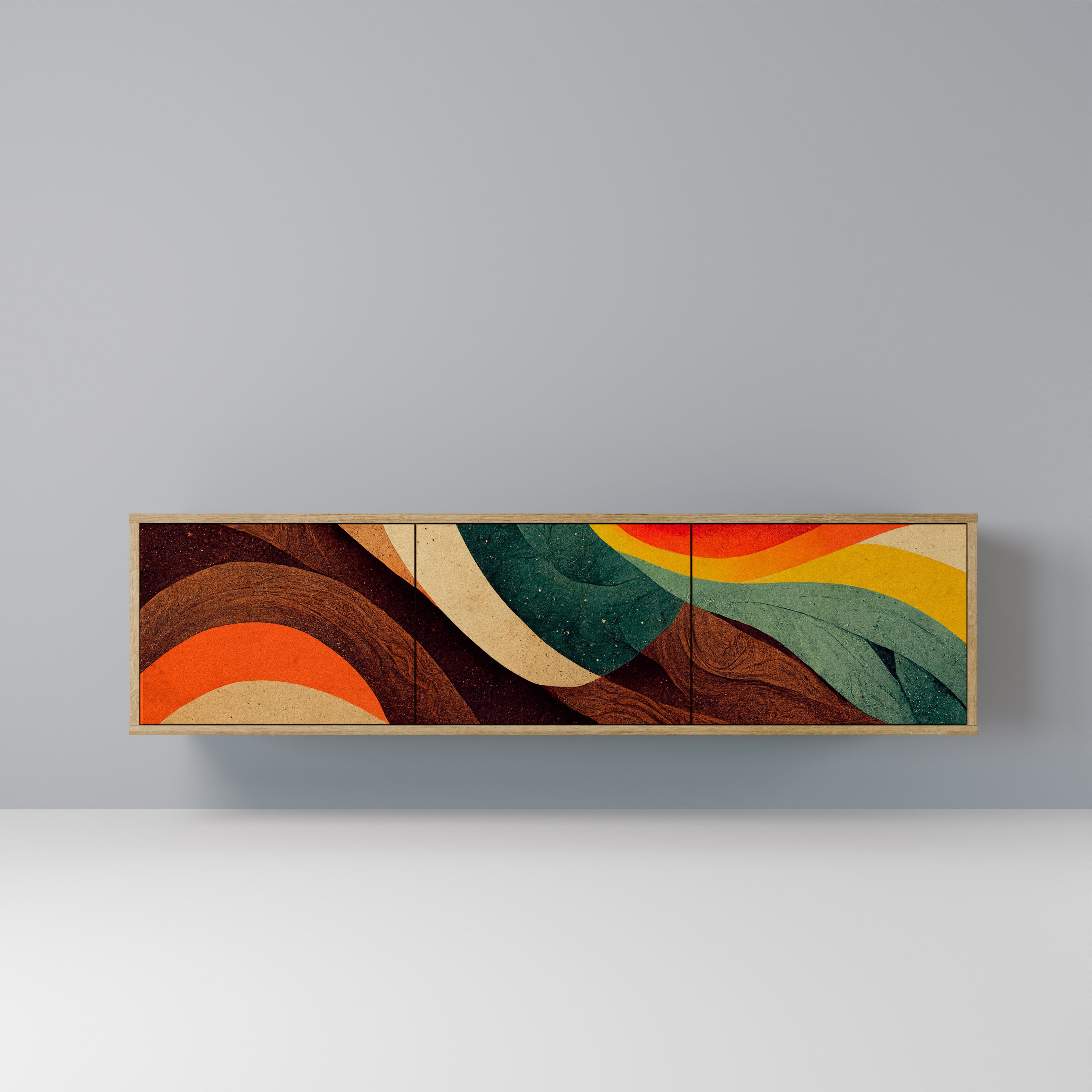 Βάση τηλεόρασης COLORFUL STRANDS με 3 πόρτες σε εφέ δρυός
