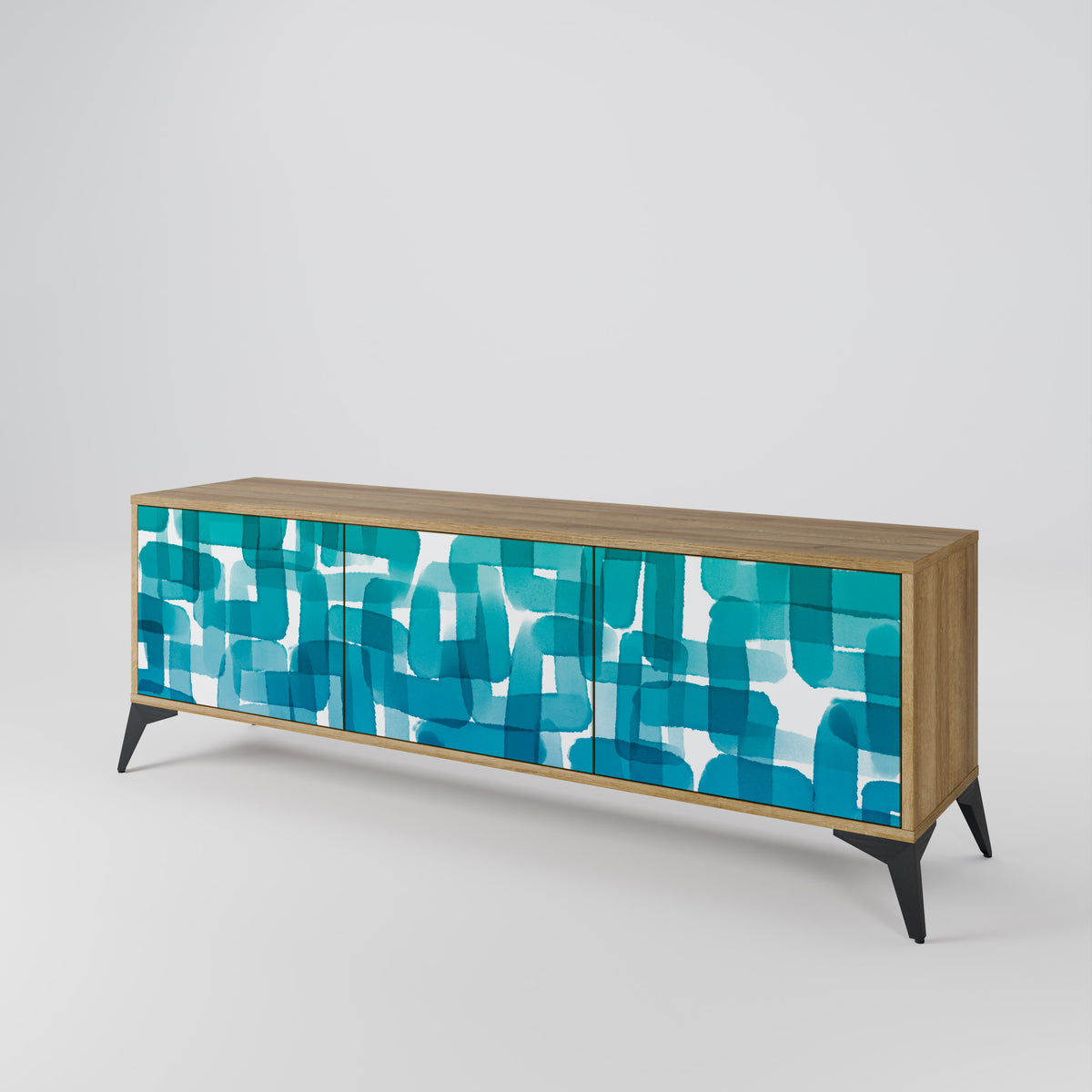 TURQUOISE RECTANGLES Έπιπλο τηλεόρασης 3-θυρών