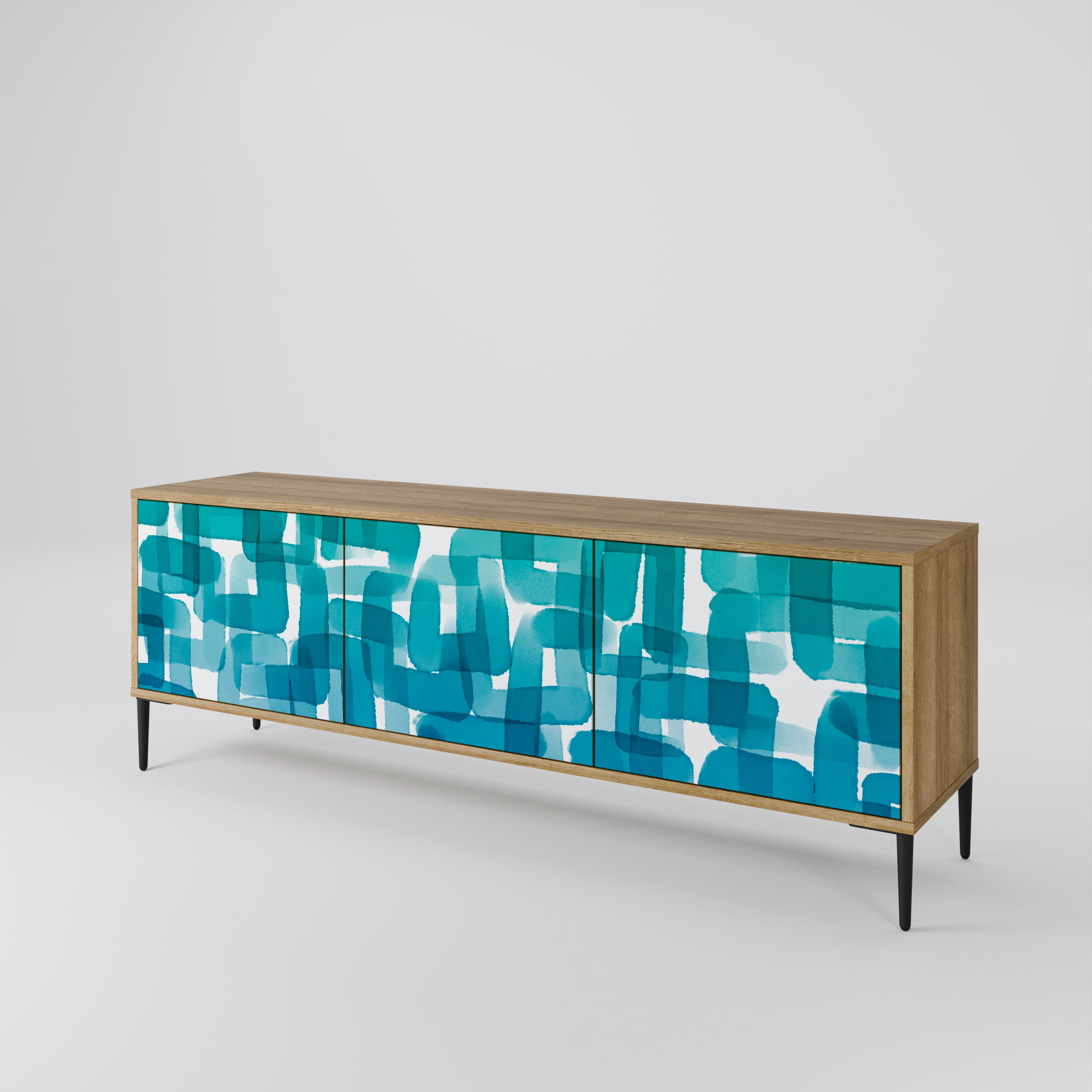 TURQUOISE RECTANGLES 3-Door TV Cabinet
