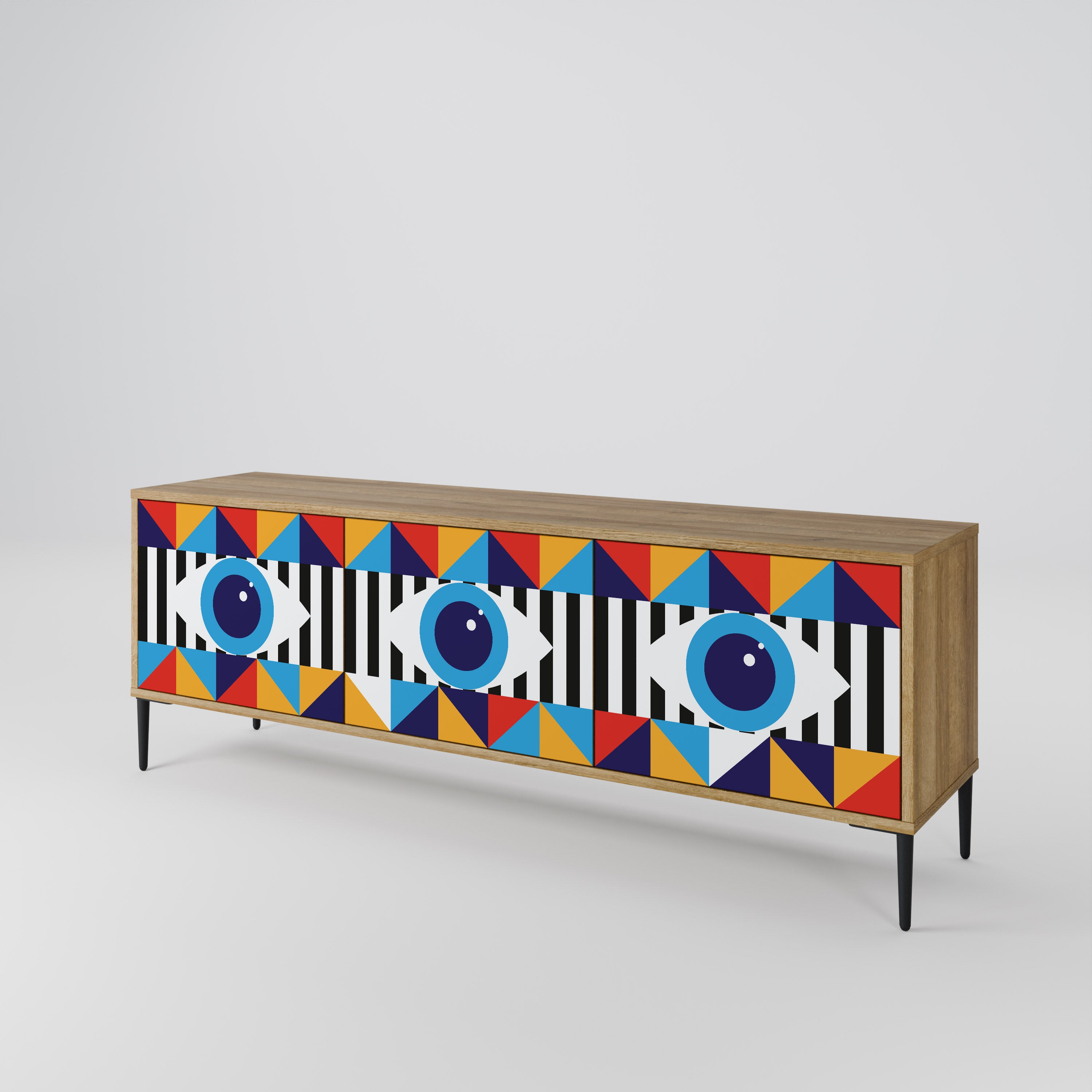 ABSTRACTION AND GEOMETRY 3-Door TV Cabinet