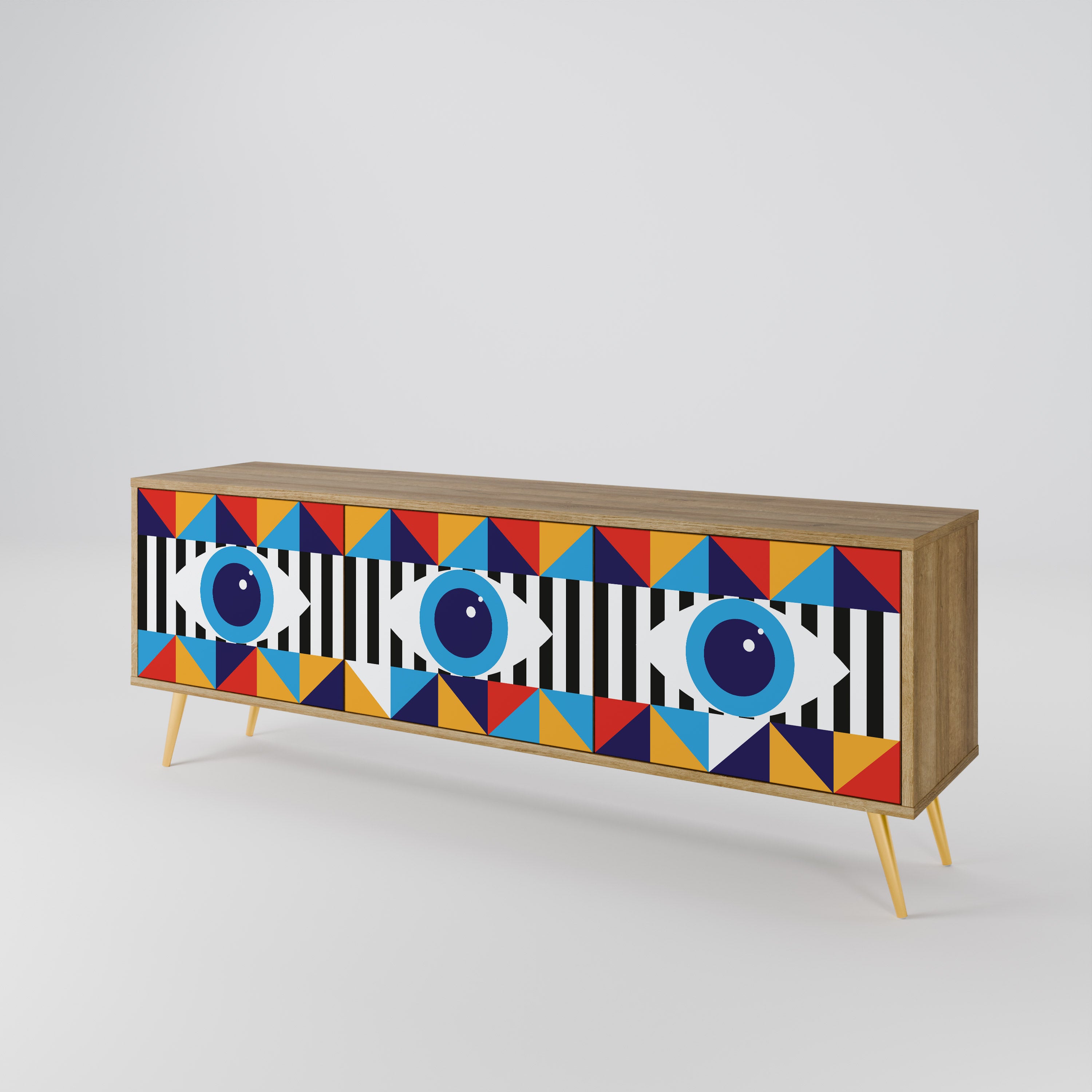 ABSTRACTION AND GEOMETRY 3-Door TV Cabinet