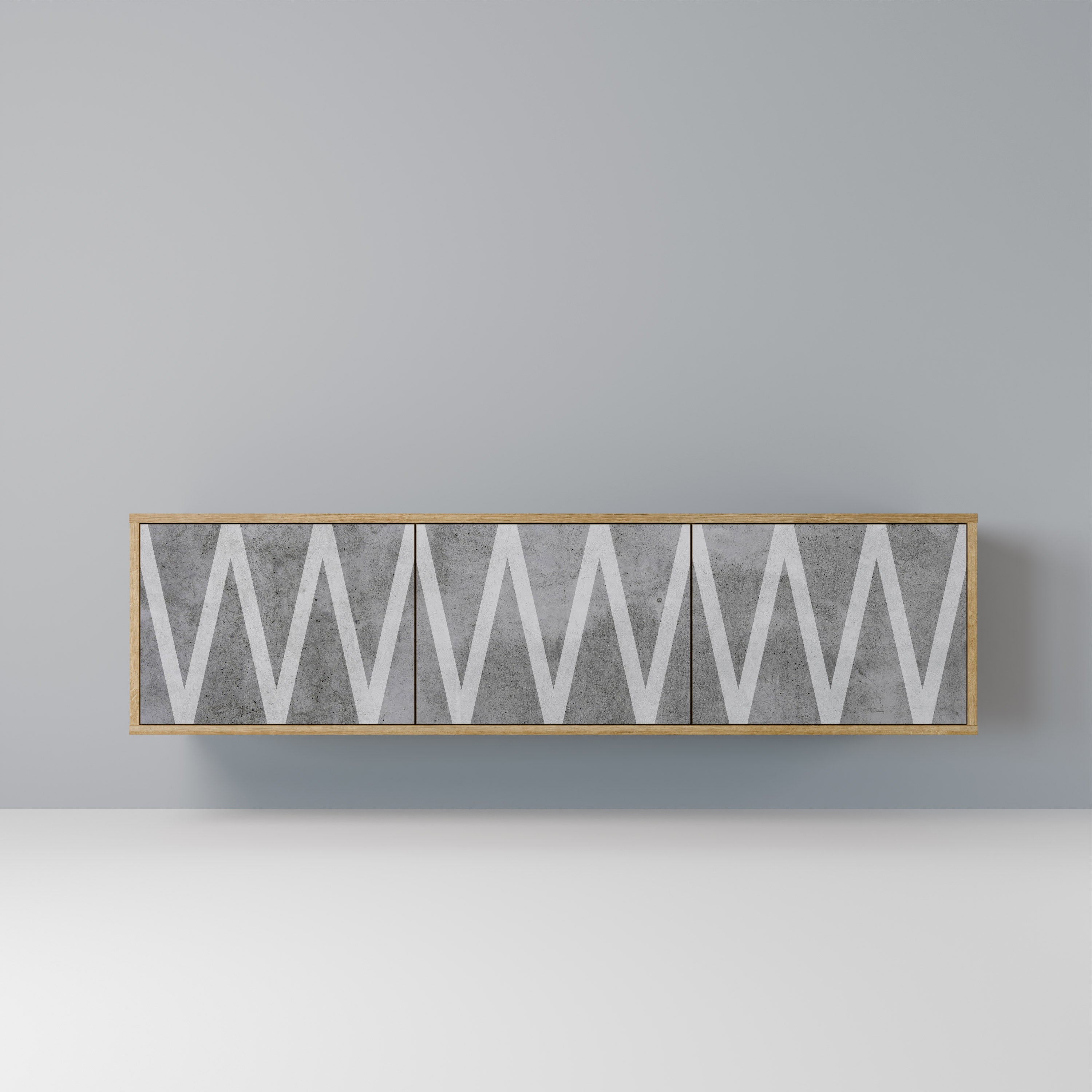 Βάση τηλεόρασης SOLID ZIG ZAG με 3 πόρτες σε όψη δρυός