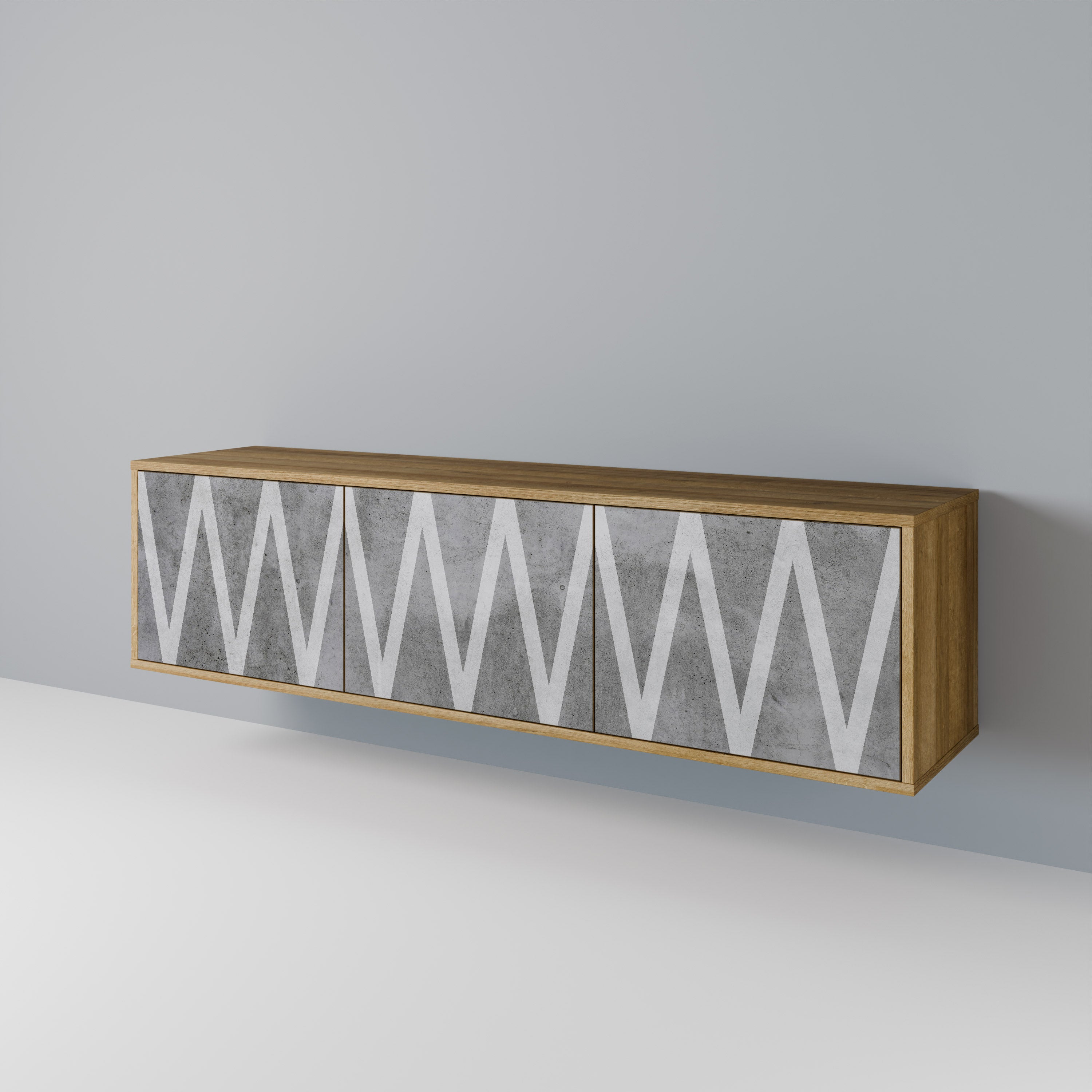 Βάση τηλεόρασης SOLID ZIG ZAG με 3 πόρτες σε όψη δρυός