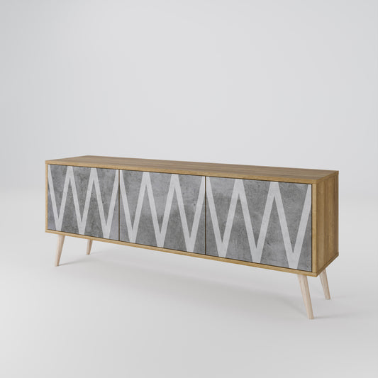 SOLID ZIG ZAG 3-Door TV Cabinet