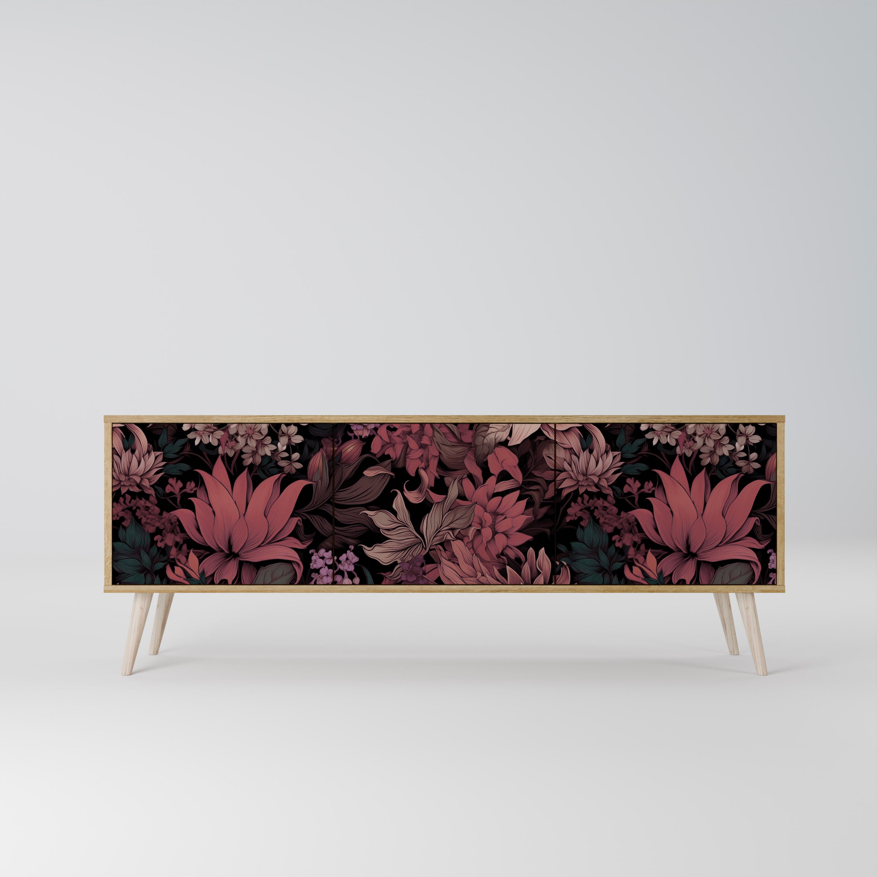Βάση τηλεόρασης FLORAL WHISPER με 3 πόρτες σε όψη δρυός