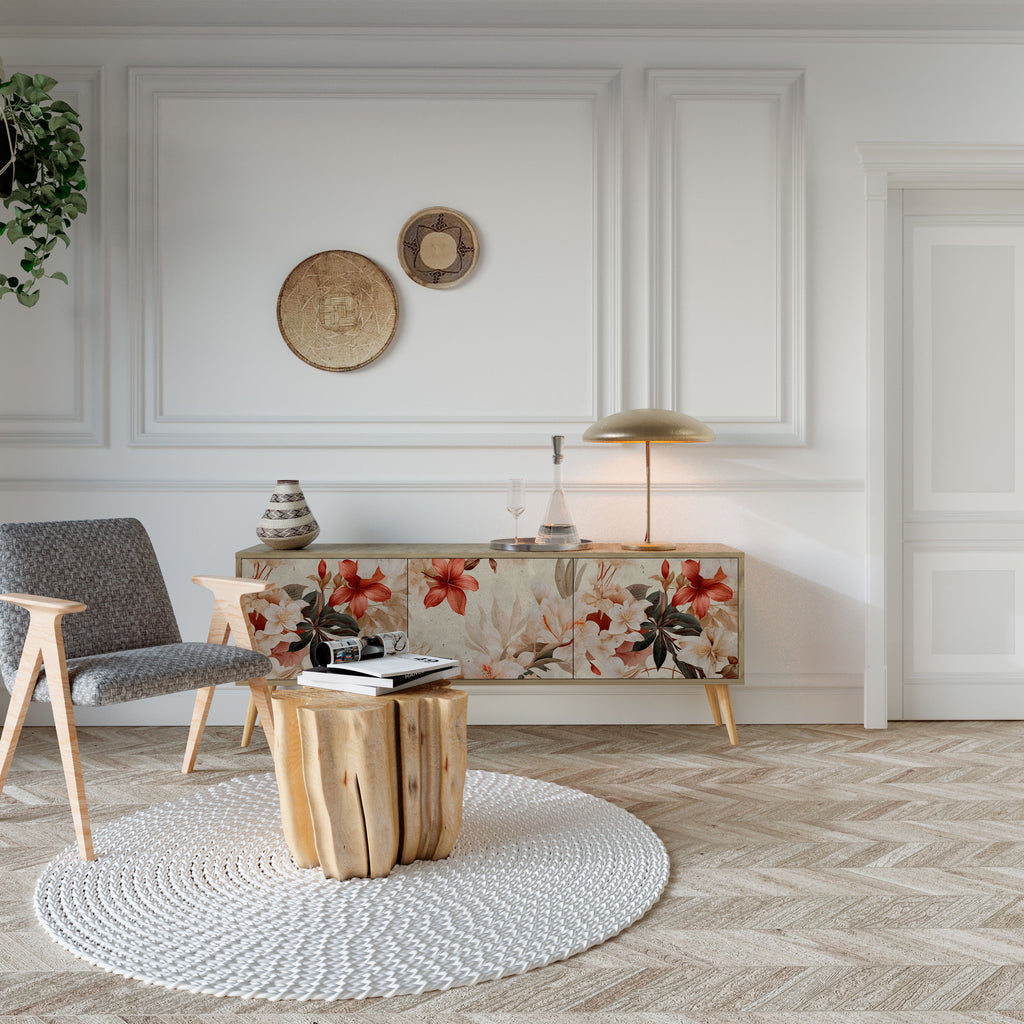 Βάση τηλεόρασης PETAL HARMONY με 3 πόρτες σε όψη δρυός