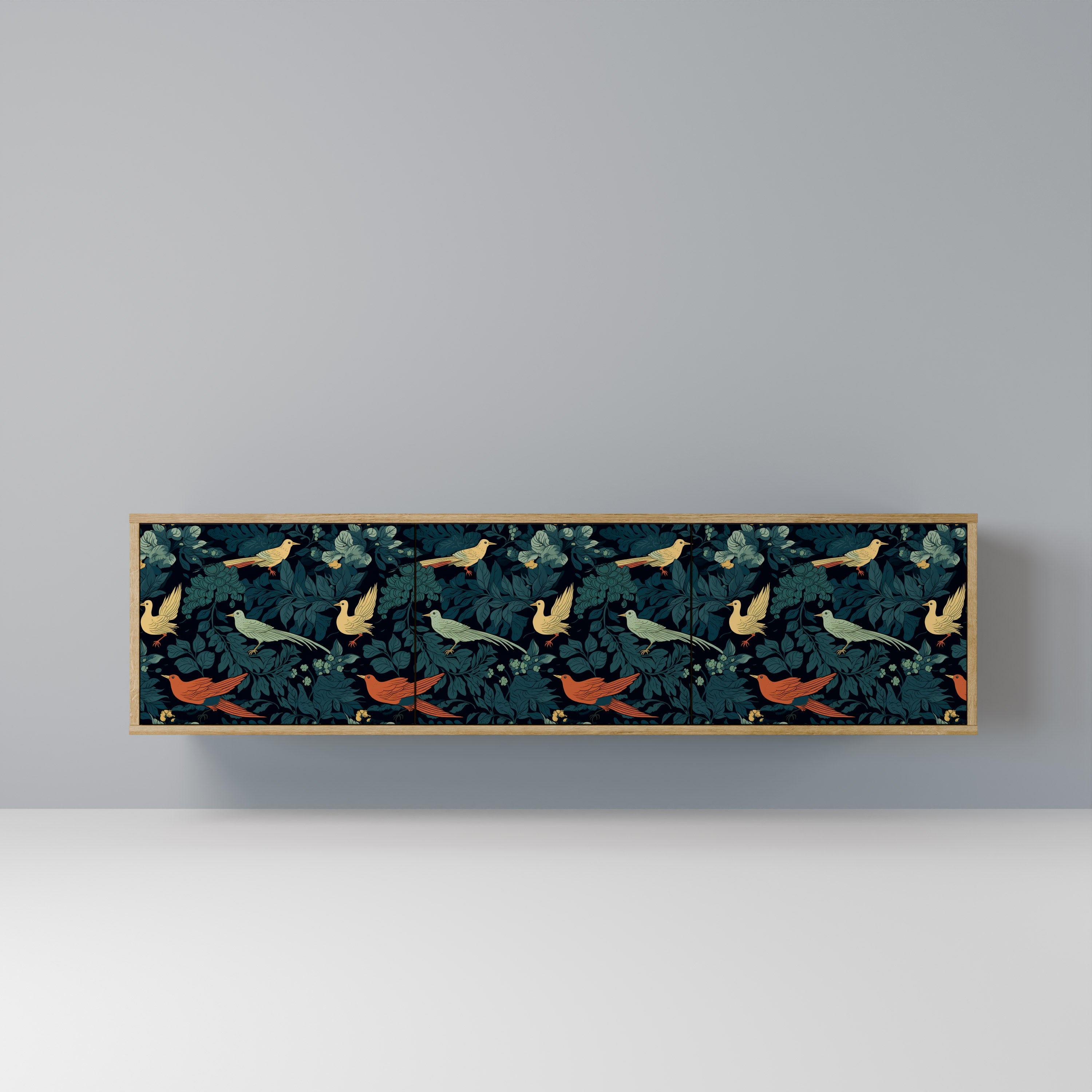 Βάση τηλεόρασης FOWL ORNAMENT με 3 πόρτες σε όψη δρυός