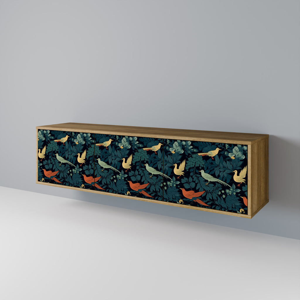 Βάση τηλεόρασης FOWL ORNAMENT με 3 πόρτες σε όψη δρυός
