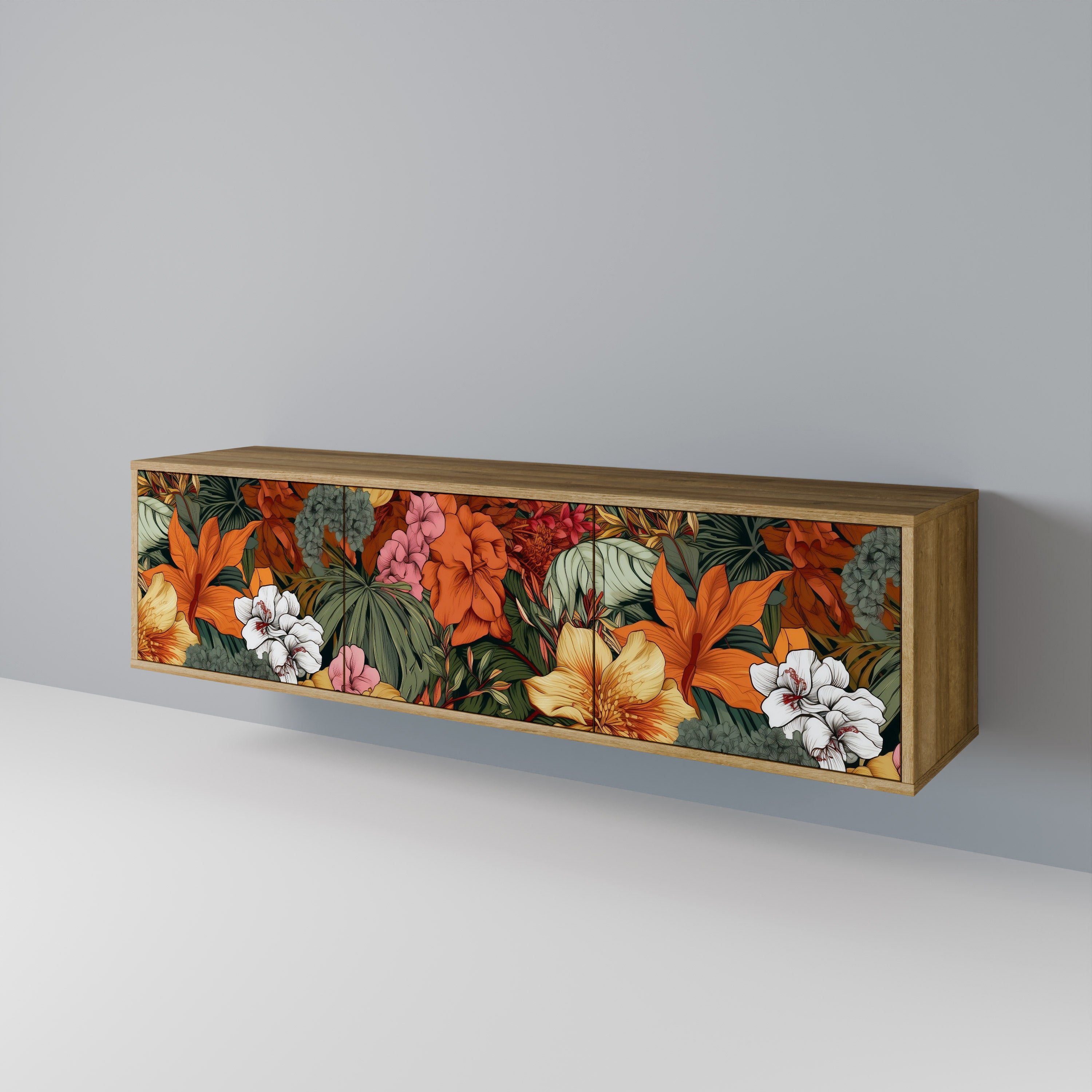 Βάση τηλεόρασης RADIANT FLORA με 3 πόρτες σε όψη δρυός