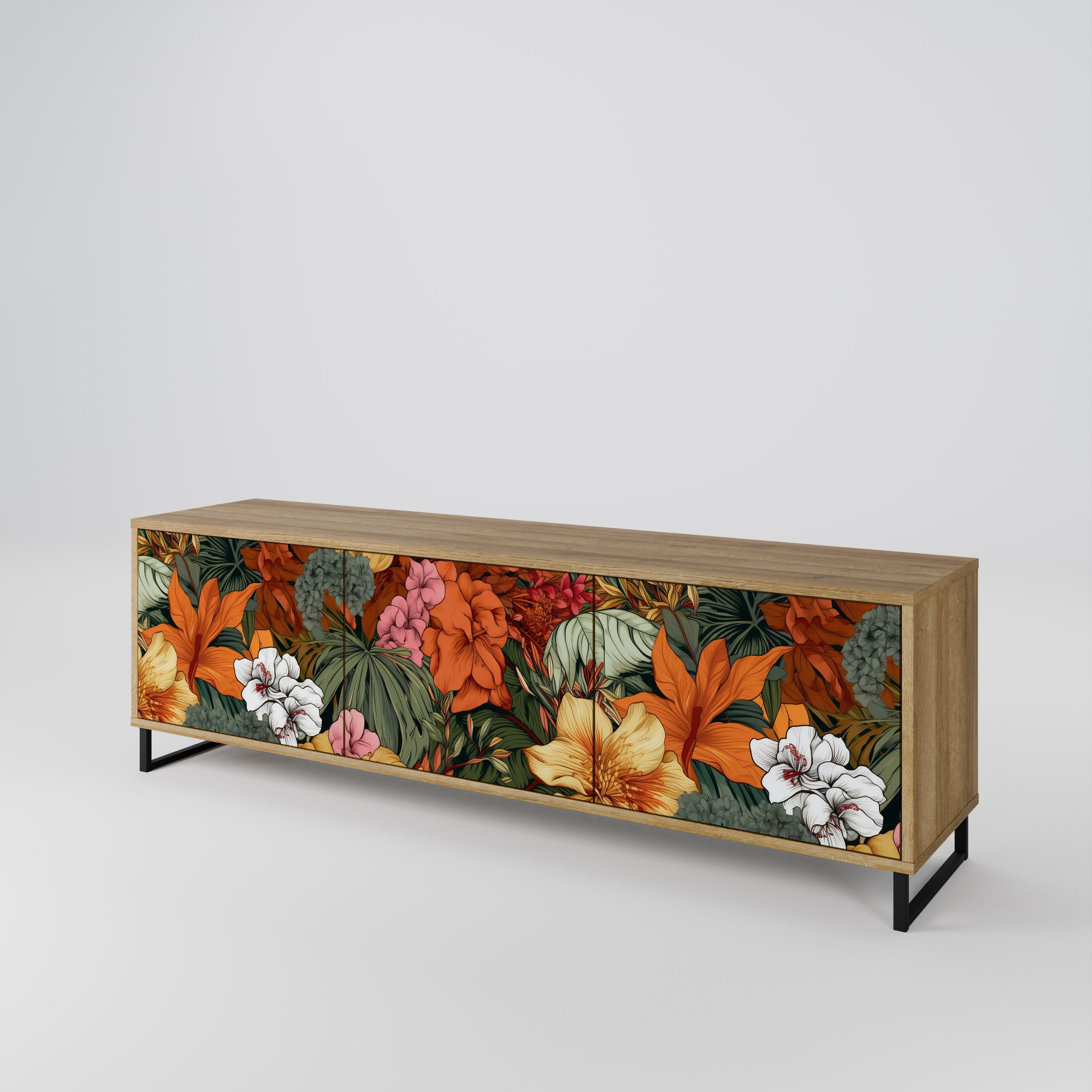 Βάση τηλεόρασης RADIANT FLORA με 3 πόρτες σε όψη δρυός