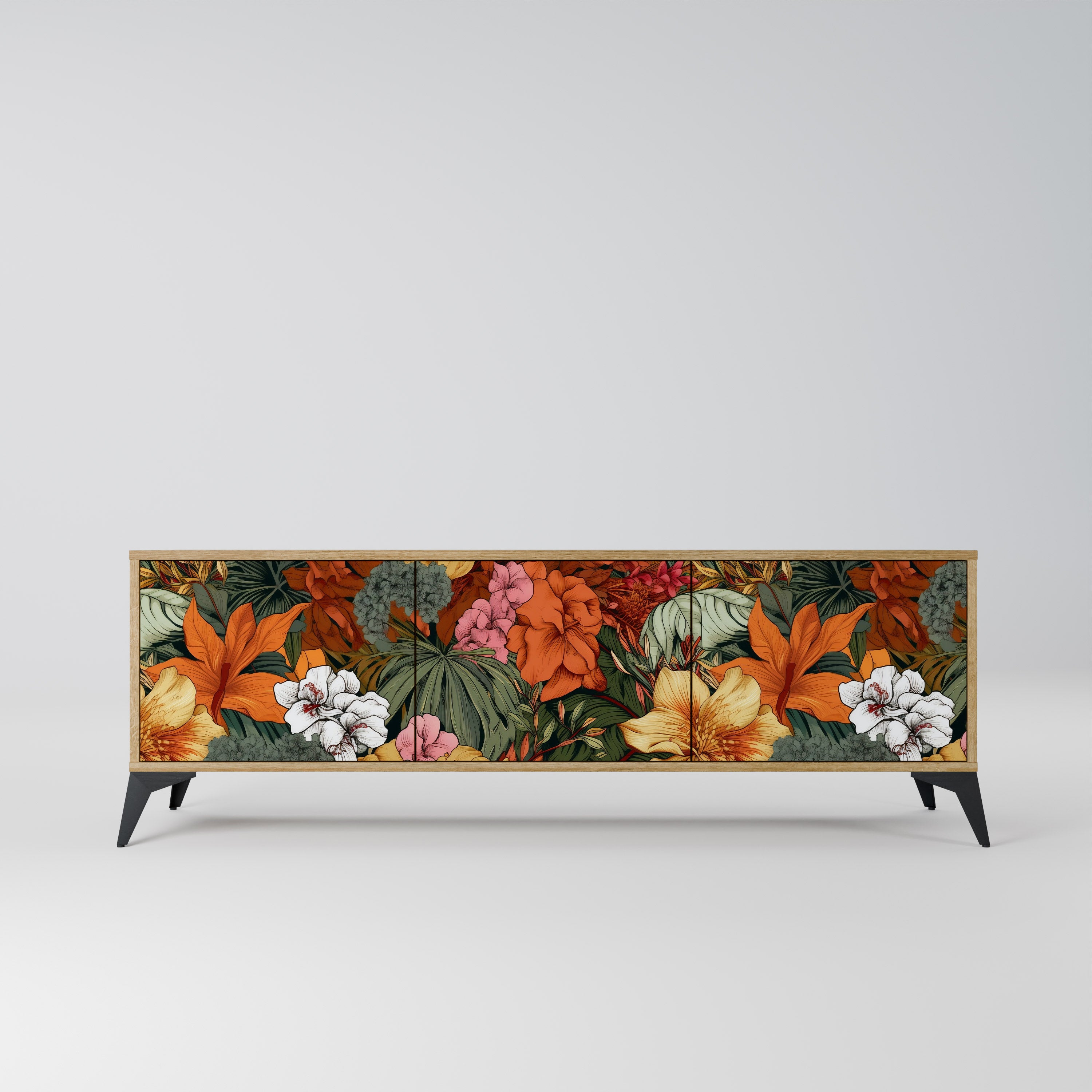 Βάση τηλεόρασης RADIANT FLORA με 3 πόρτες σε όψη δρυός
