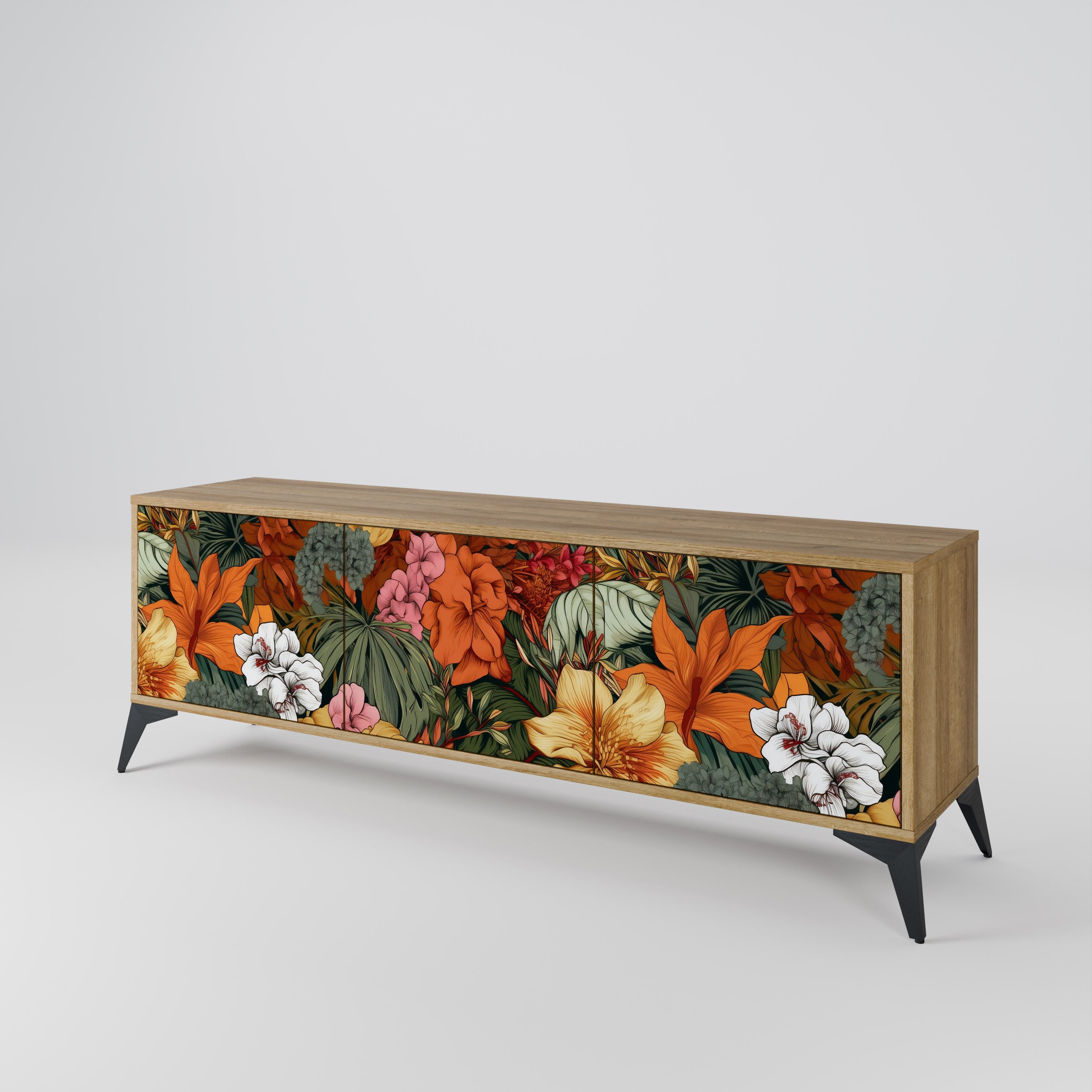 Βάση τηλεόρασης RADIANT FLORA με 3 πόρτες σε όψη δρυός