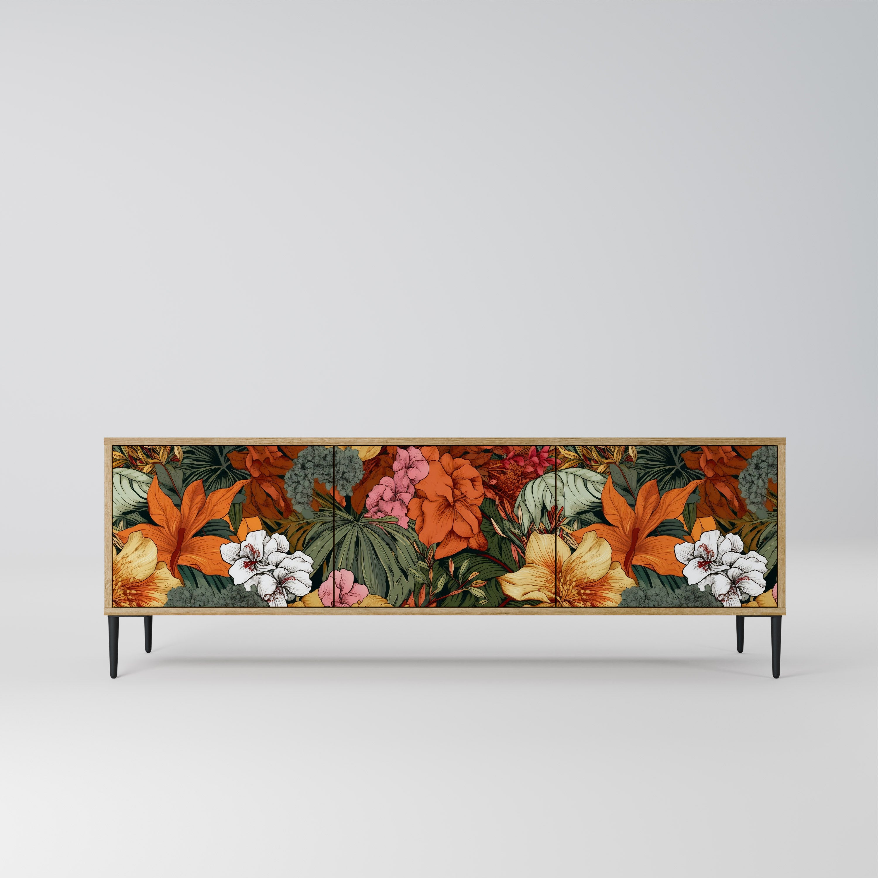 Βάση τηλεόρασης RADIANT FLORA με 3 πόρτες σε όψη δρυός
