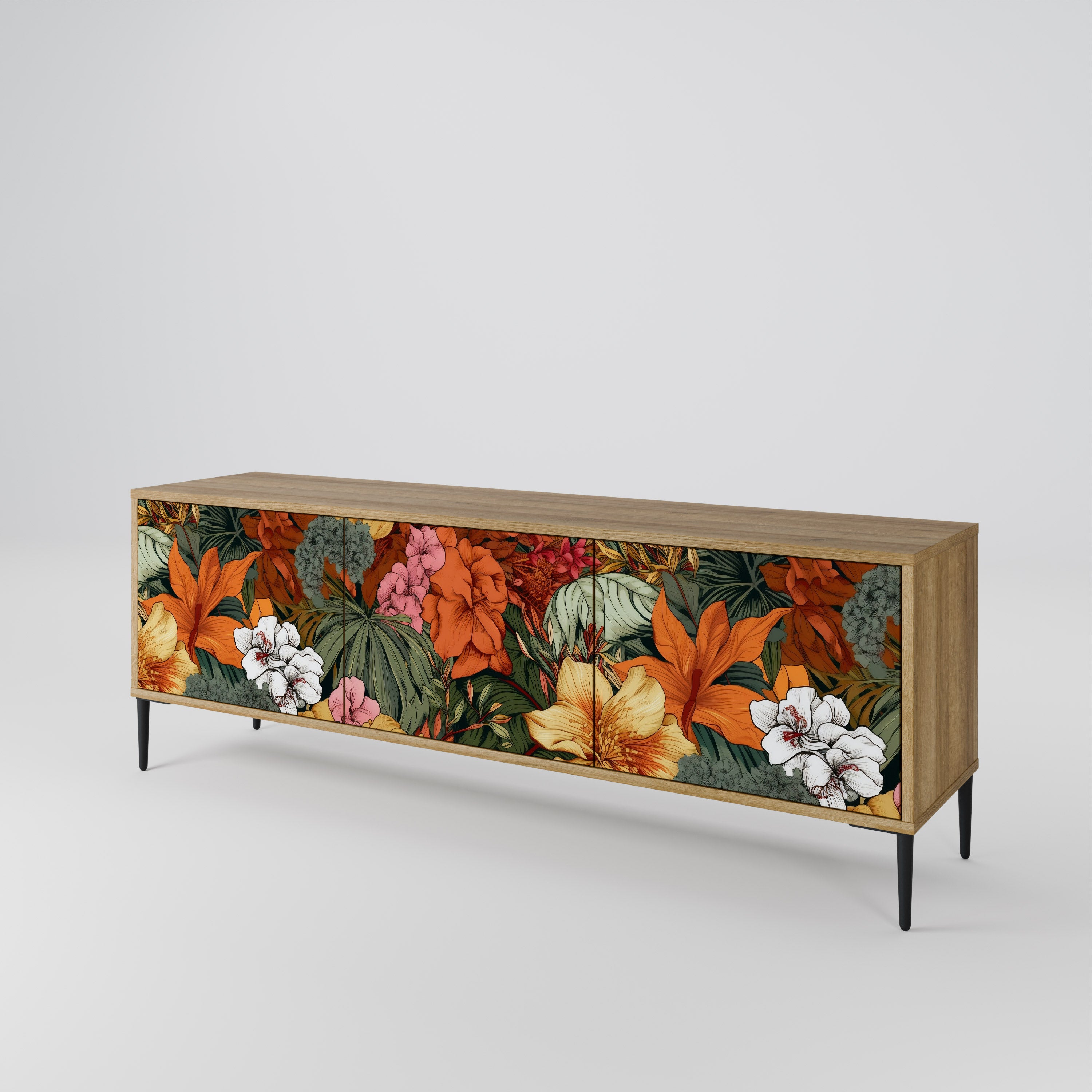 Βάση τηλεόρασης RADIANT FLORA με 3 πόρτες σε όψη δρυός