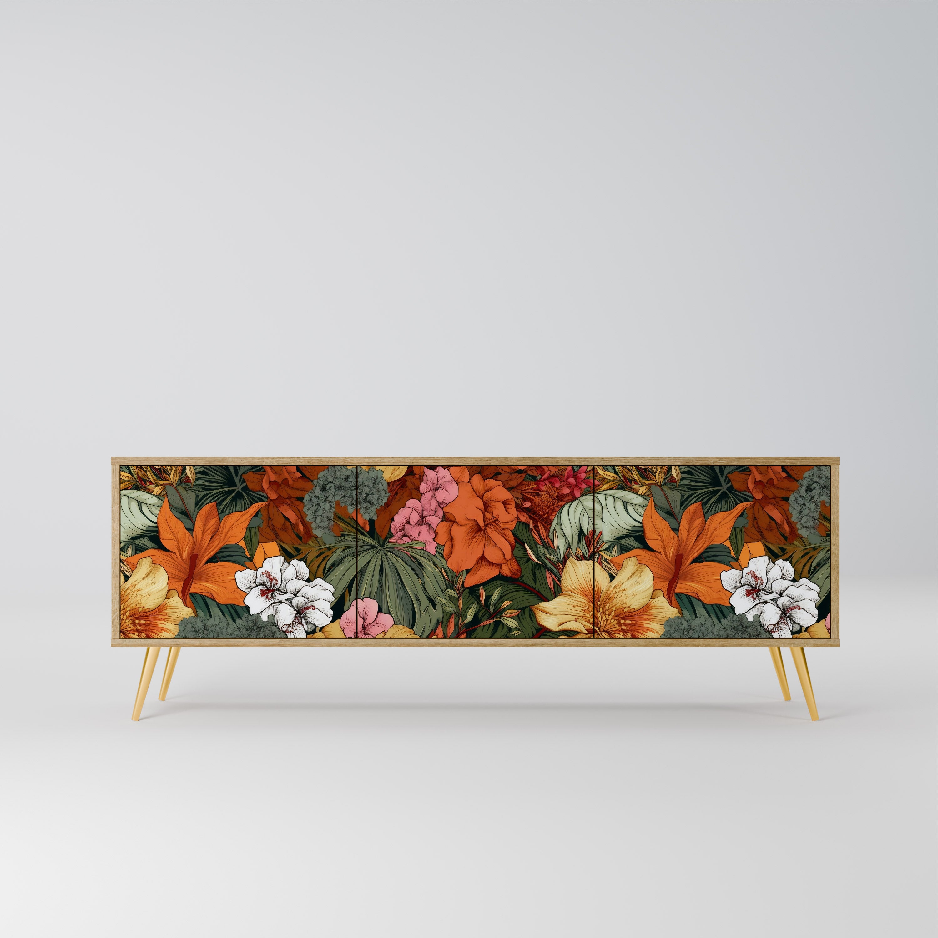 Βάση τηλεόρασης RADIANT FLORA με 3 πόρτες σε όψη δρυός