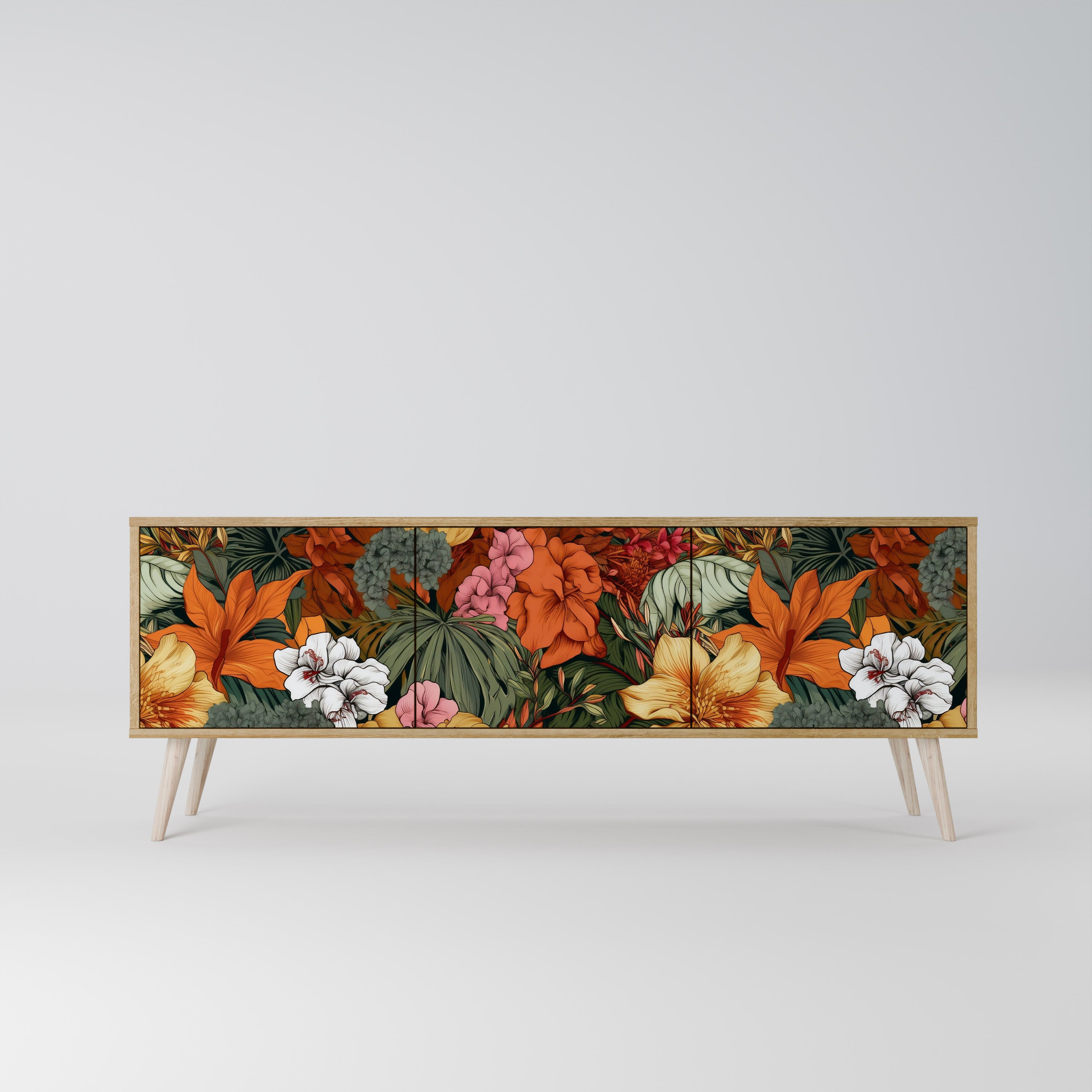Βάση τηλεόρασης RADIANT FLORA με 3 πόρτες σε όψη δρυός