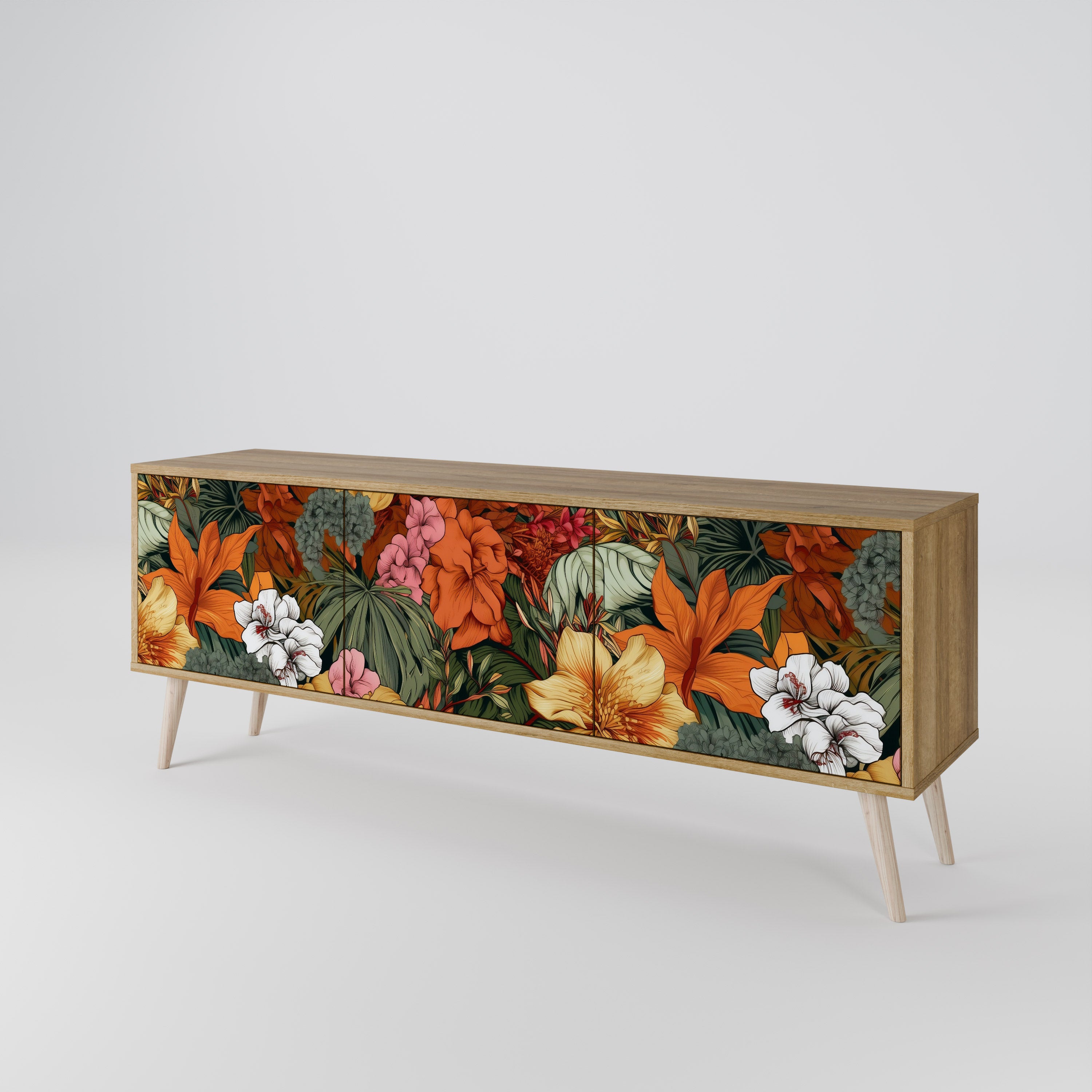Βάση τηλεόρασης RADIANT FLORA με 3 πόρτες σε όψη δρυός