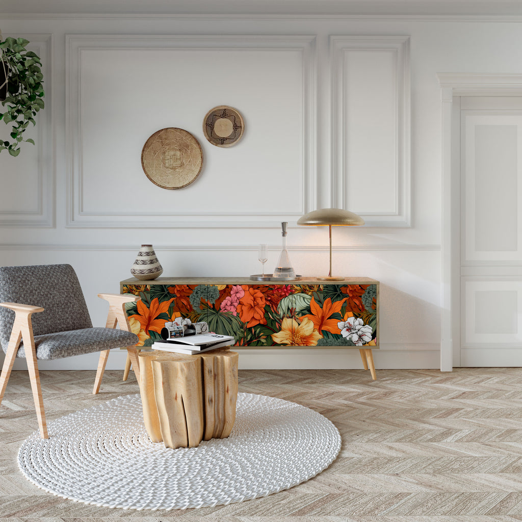 Βάση τηλεόρασης RADIANT FLORA με 3 πόρτες σε όψη δρυός