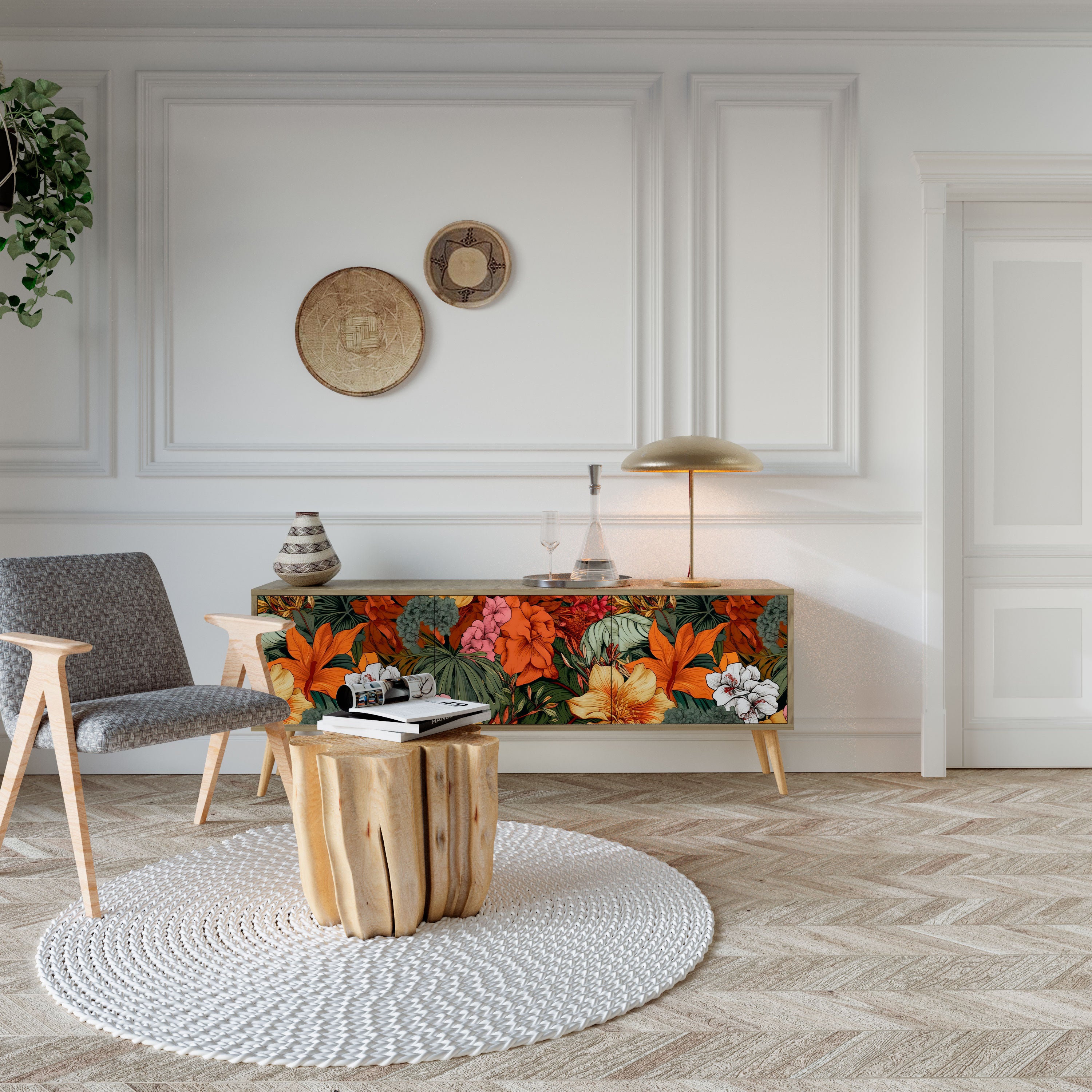Βάση τηλεόρασης RADIANT FLORA με 3 πόρτες σε όψη δρυός