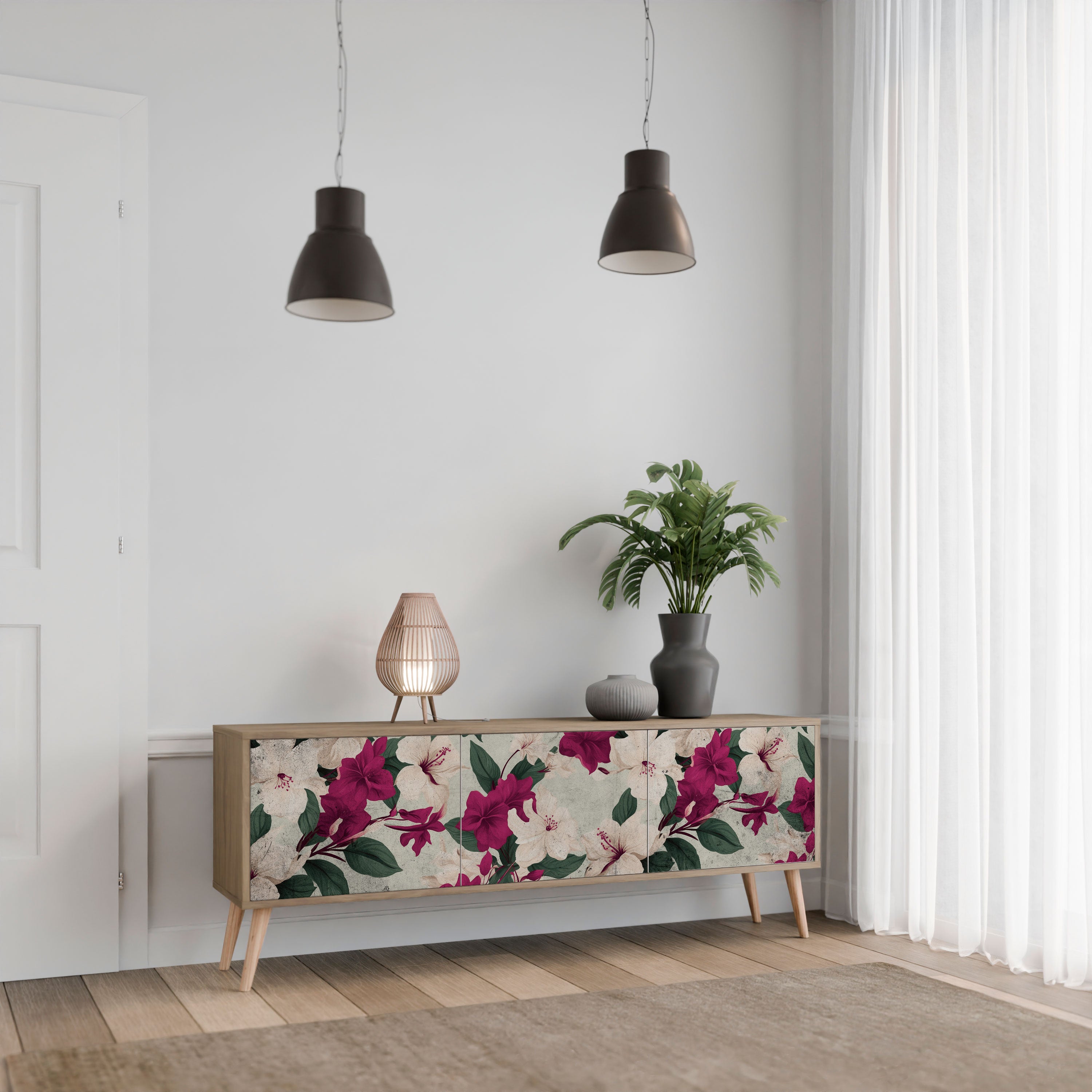 FLOWERET DREAM Τρίθυρη βάση τηλεόρασης σε όψη δρυός