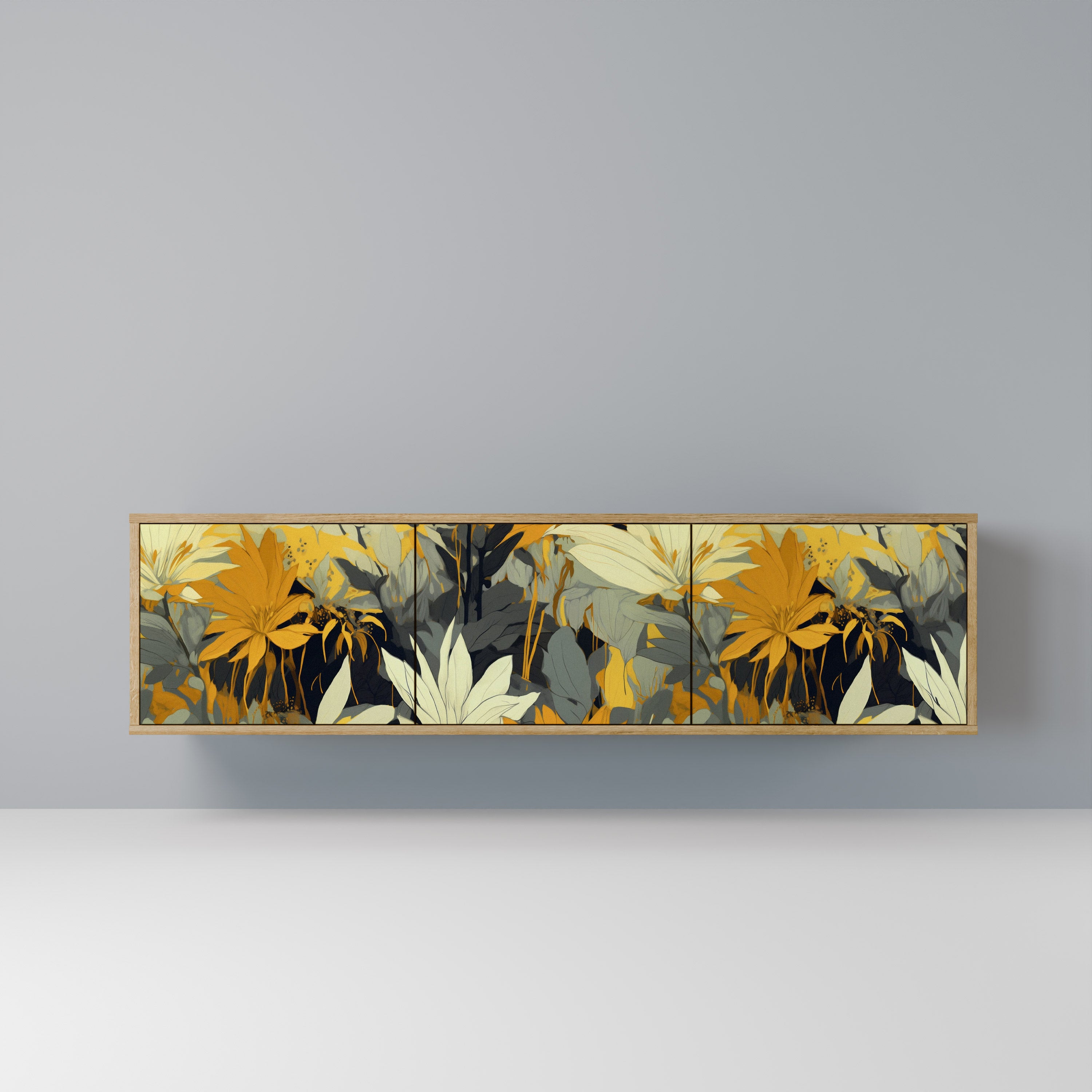 Τρίθυρη βάση τηλεόρασης SUNKISSED LILY σε όψη δρυός