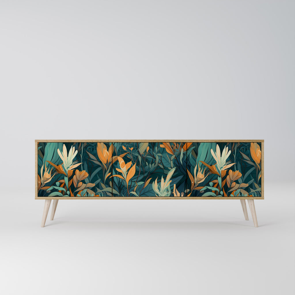 FLORAL SERENITY Τριθέσια βάση τηλεόρασης σε όψη δρυός
