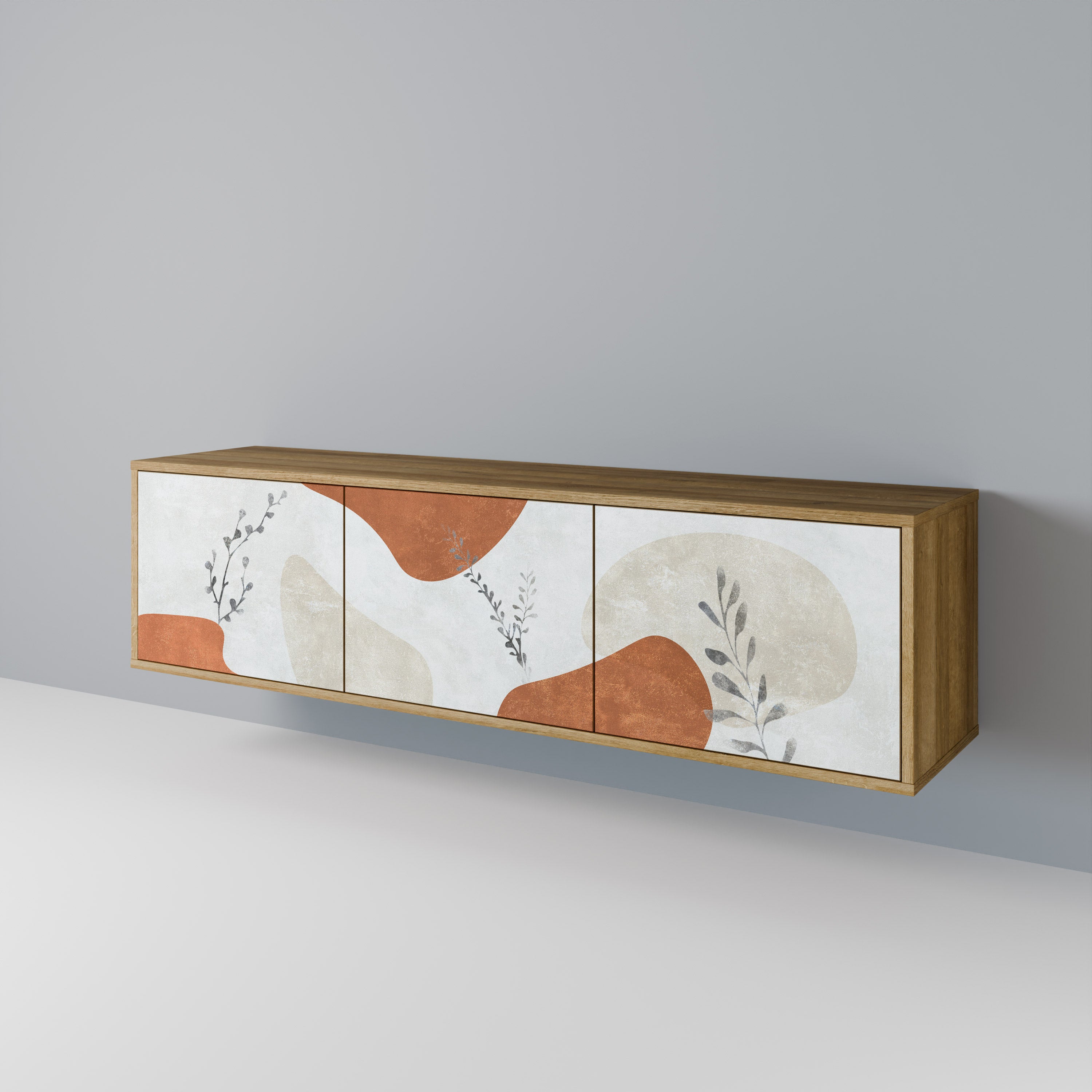 Βάση τηλεόρασης TRANQUIL TWIG με 3 πόρτες σε όψη δρυός